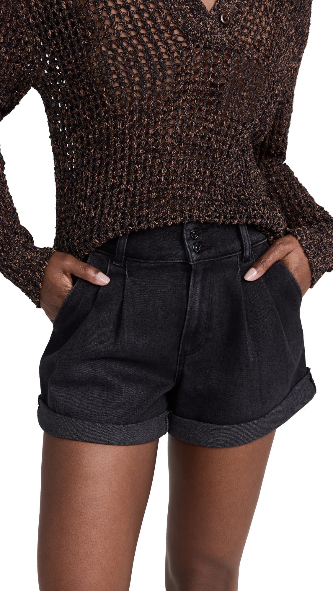 PAIGE Women's Beth Denim Shorts - High Waisted Distressed Jeans Shorts for Women | Casual Summer Outfit, Beach Vacation, Street Style Fashion