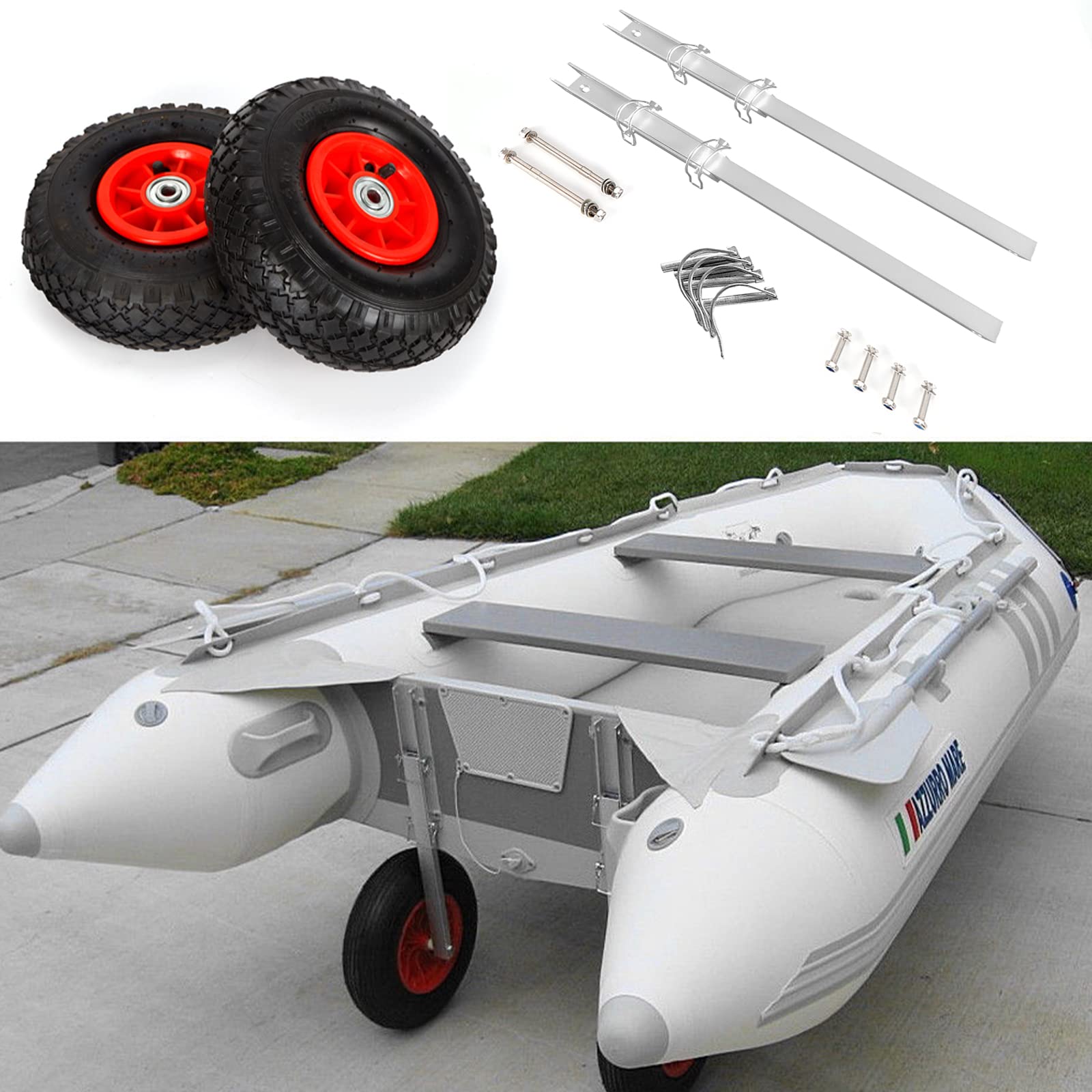 TBVECHI Inflatable Boat Transom Launching Wheels - Heavy Duty Boat Trailer Wheels for Easy Launching & Retrieval - Perfect for Kayaks, Dinghies, and Small Boats