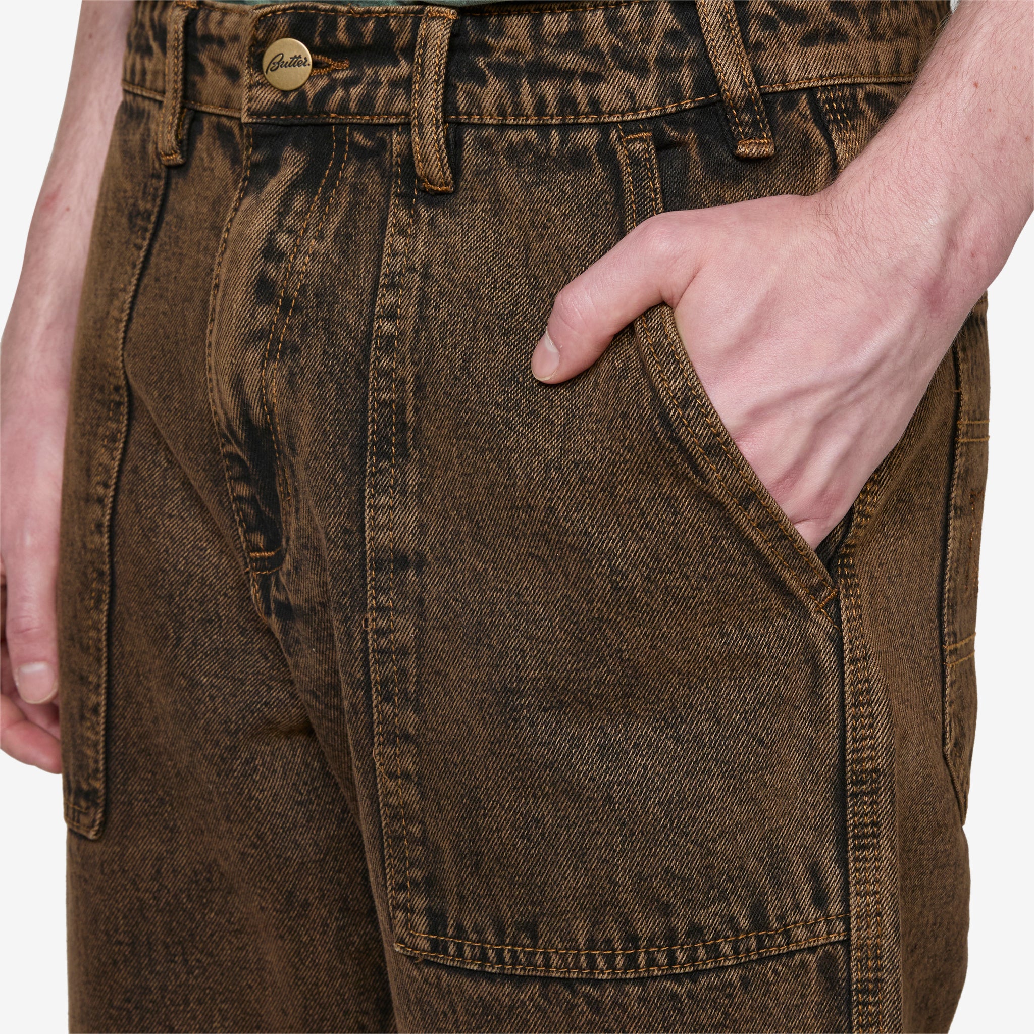 Vintage Acid Wash Brown Breakdown Denim Jeans for Men & Women - Distressed Skinny Jeans for Casual Wear, Street Style & Everyday Outfits