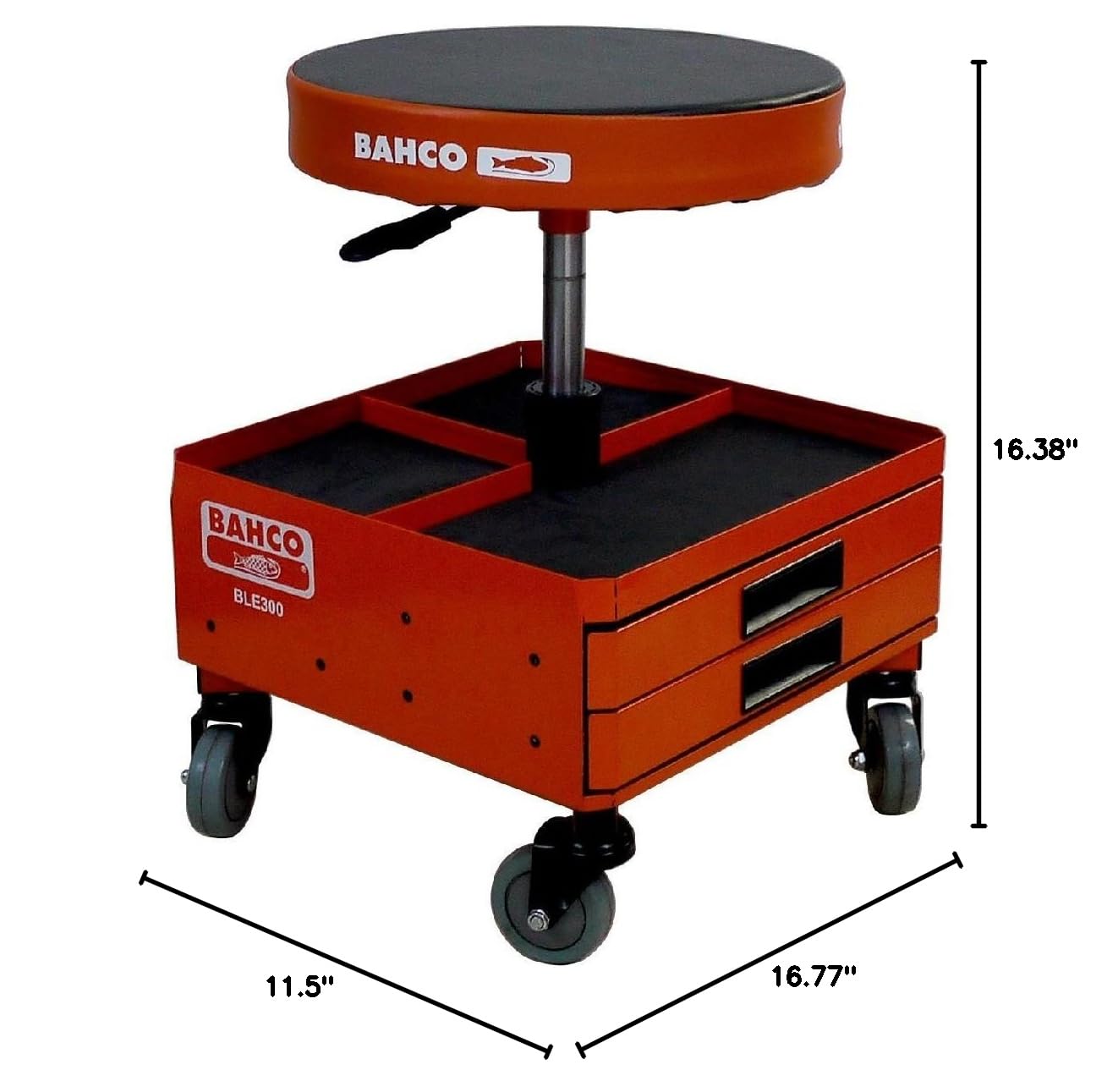 Bahco Adjustable Stool with Storage - Foldable Seat & Hidden Compartment for Home, Office, or Workshop Organization