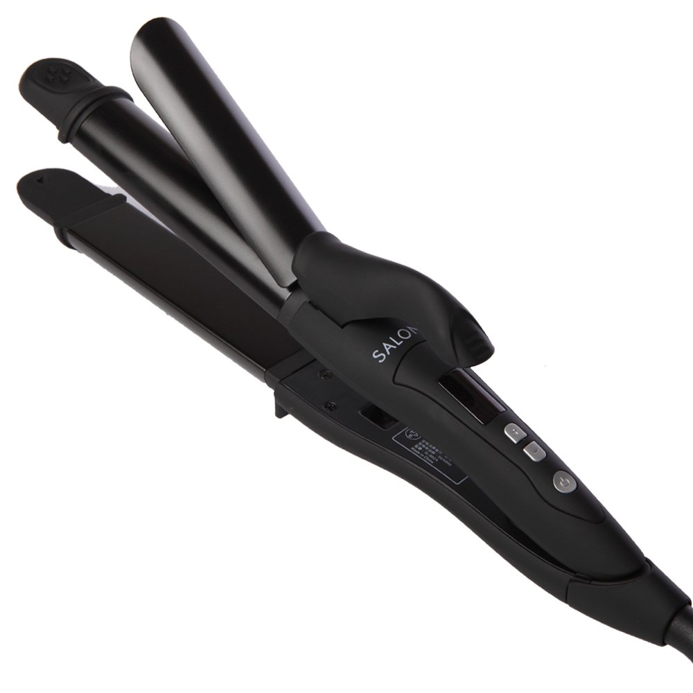 Salonia Two-Way Iron Barrel Hair Curler 1 Ounce - All Black for Smooth Waves & Tight Curls | Perfect for Home Styling & Salon Use