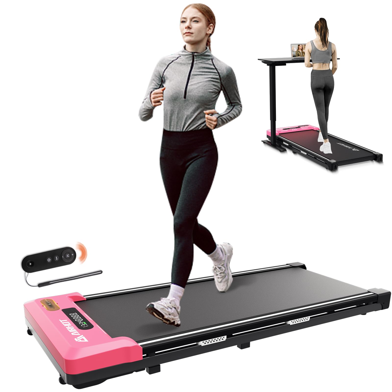 4-in-1 Under Desk Treadmill with Incline - 2.5HP Portable Walking Pad for Home & Office Use, Quiet Jogging Machine with LED Display & Remote Control Lanyard - Perfect for Work from Home Fitness, Small Space Workouts & Apartment Cardio Exercises
