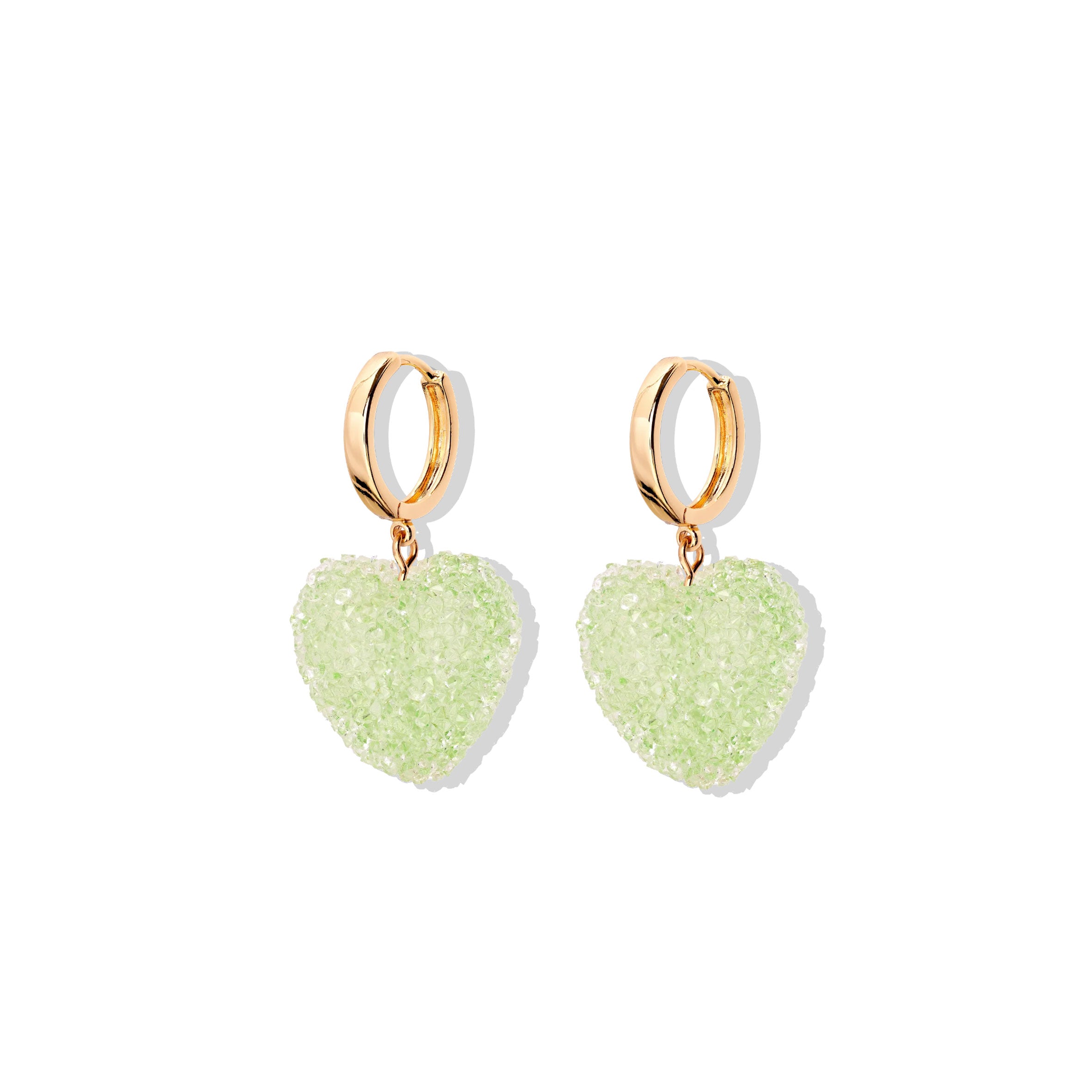 Pistachio Green Jelly Heart Hoop Earrings for Women - Trendy Dainty Stud Earrings for Casual Wear, Date Night & Gift Giving