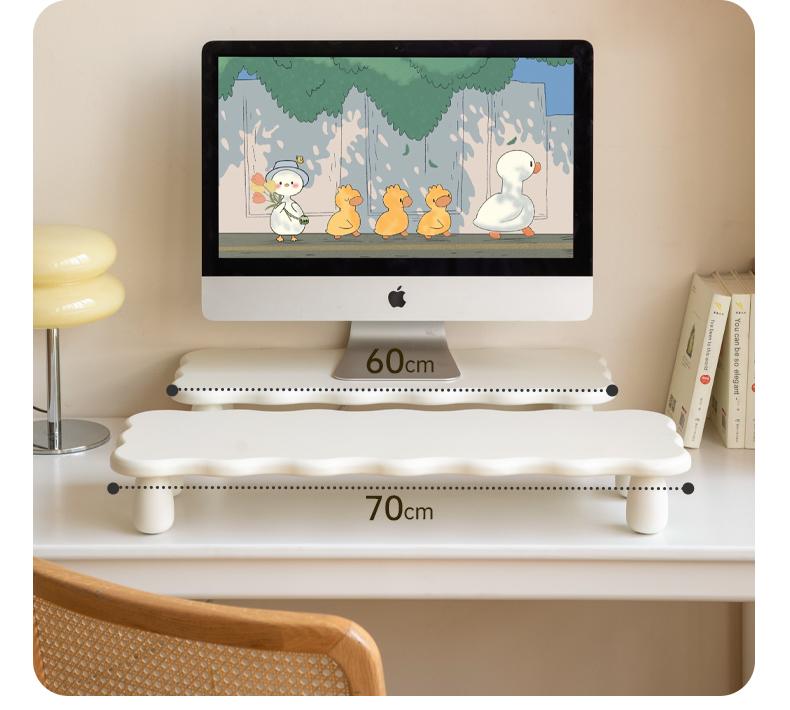 Premium Birch Solid Wood Computer Stand with Storage Shelf - Ergonomic Laptop & Monitor Riser for Home Office Desk Organization
