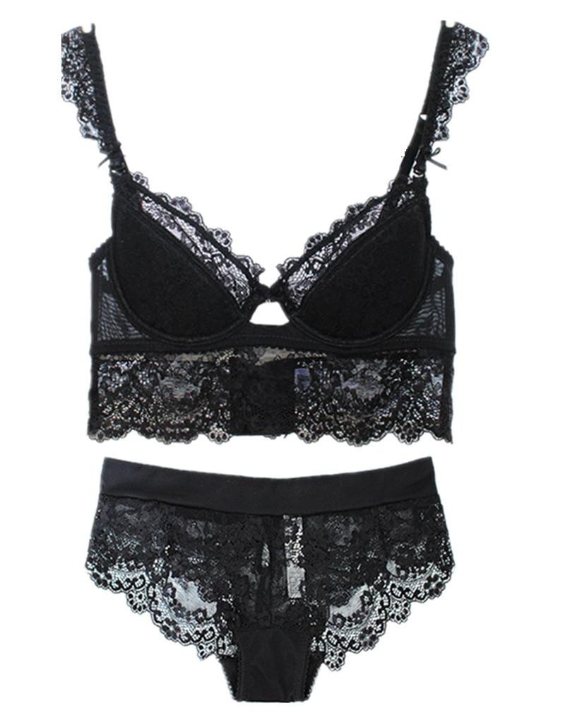 Nature Women's Solid Lace Push Up Embroidery Bra and Panty Set - Sexy Lingerie for Date Night & Special Occasions