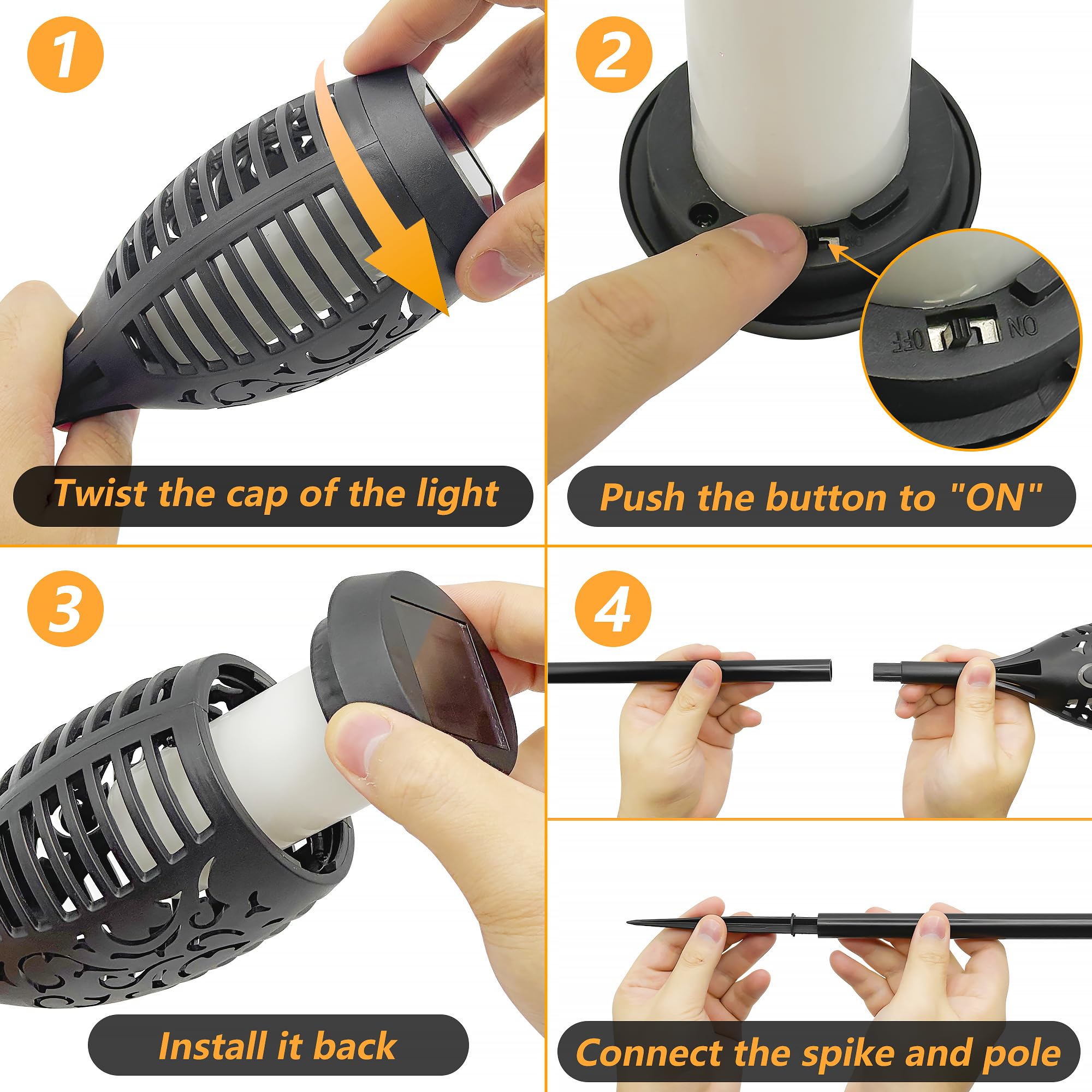 12 Pack Solar Torch Lights for Outdoor Garden Decor - 20.5