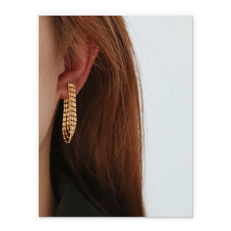 Elegant Gold and Silver Tassel Chain Drop Earrings QT2011 for Women | Fashion Dangle Earrings for Party, Wedding & Evening Occasions