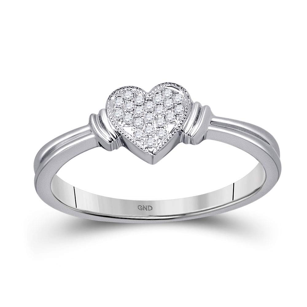 10K White Gold Round Diamond Heart Cluster Ring for Women - 1/12 CTW Dazzlingrock Collection | Elegant Gift for Valentine's Day, Anniversary & Special Occasions