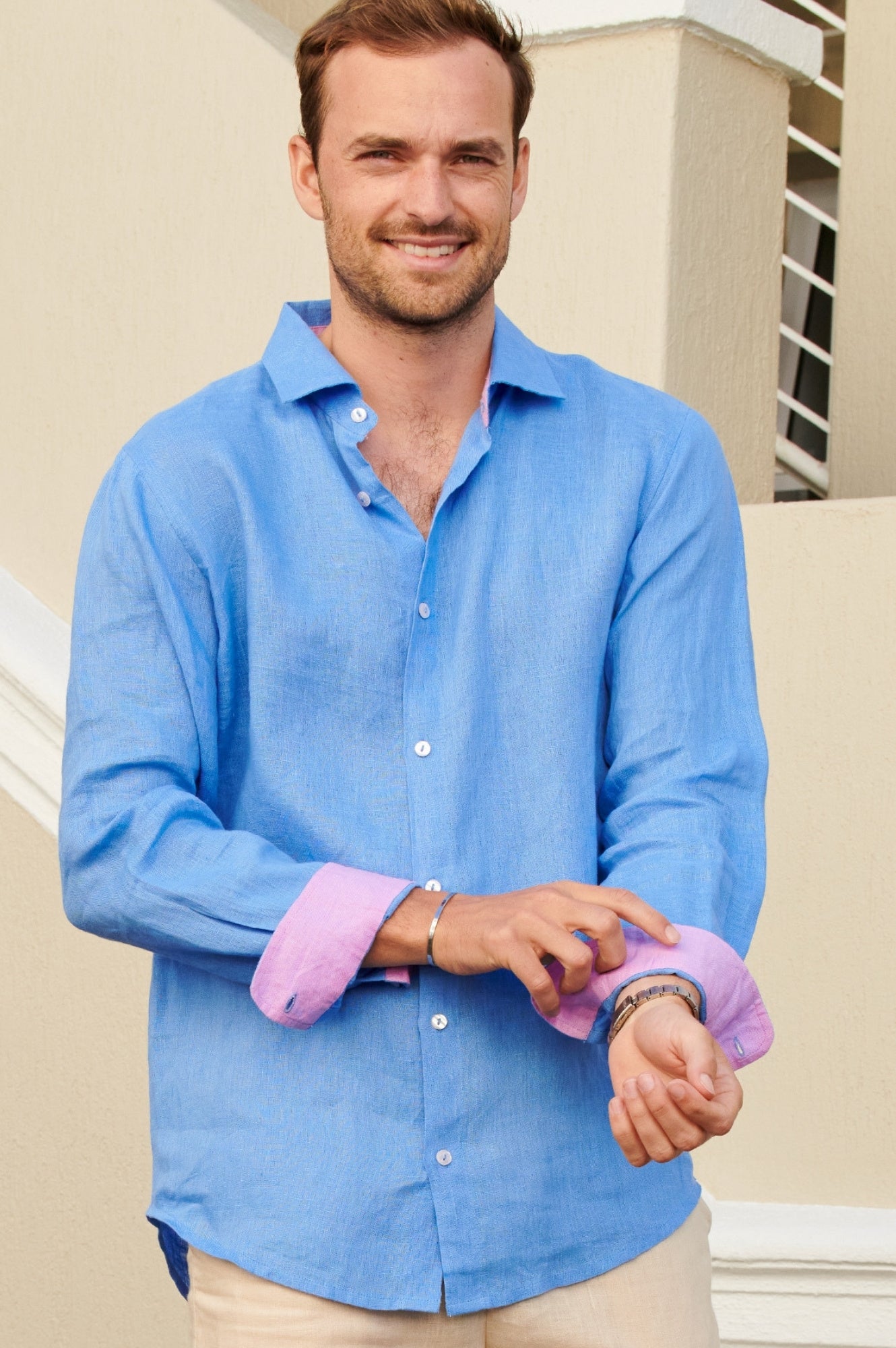 Premium Men's Linen Shirt - Breathable & Comfortable Summer Casual Button Down Shirt in Marina Blue | Perfect for Beach Vacations, Outdoor Events & Business Casual Wear