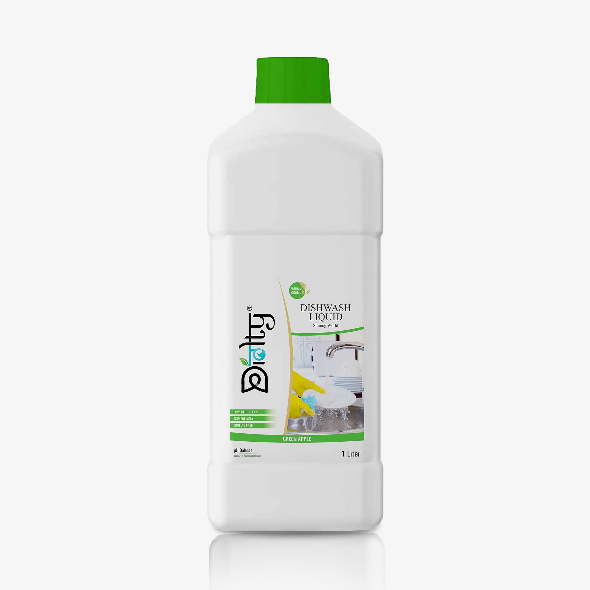 Diolty Lemon Scented Dishwashing Liquid Gel - 1L Grease Cleaner for All Utensils | Eco-Friendly Kitchen & Household Cleaning Solution (Green Apple Fragrance)