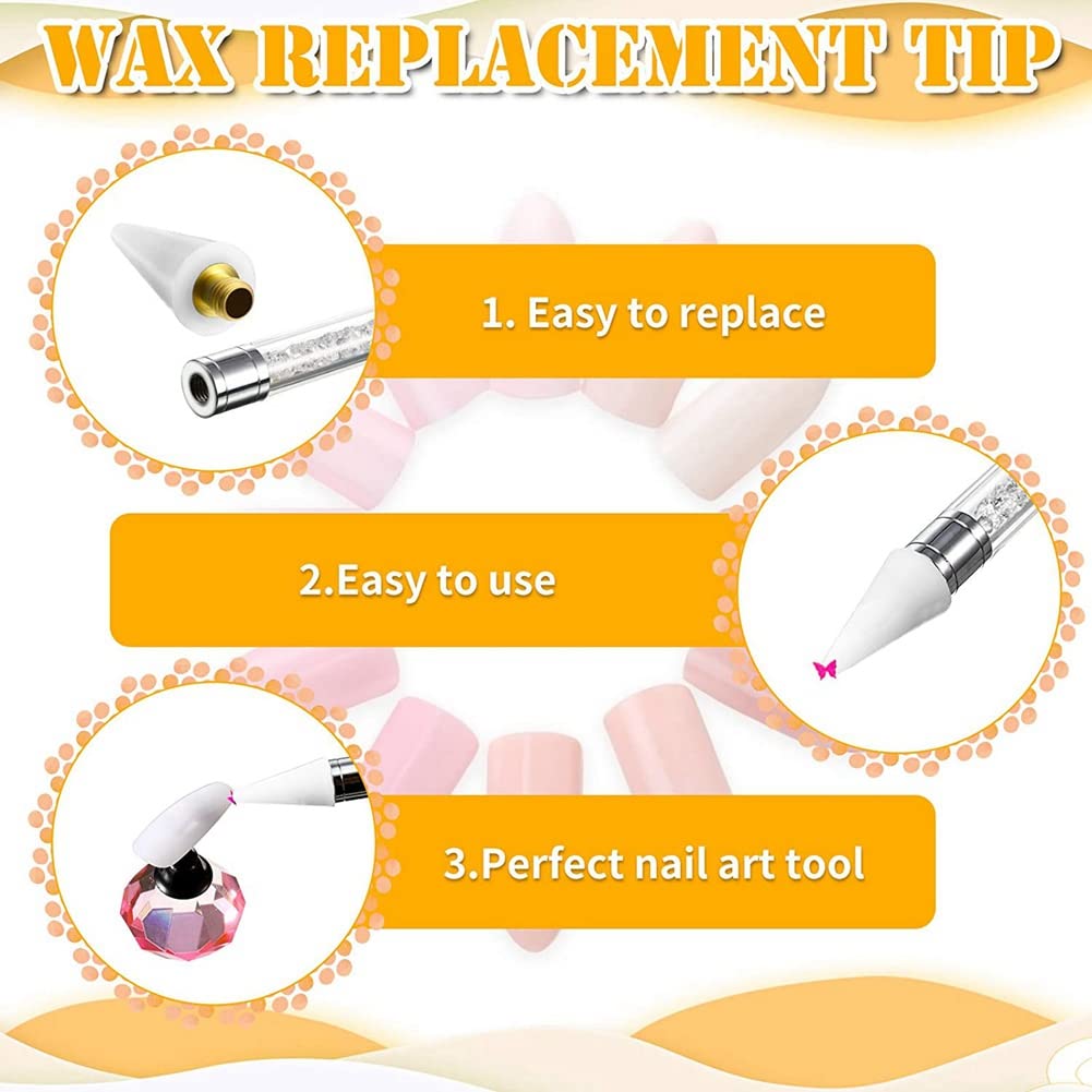 16Pcs Nail Rhinestones Picker Replacement Tips for Nail Dotting Pen - Nail Art Gem Jewelry Set for DIY Manicure & Professional Salon Use