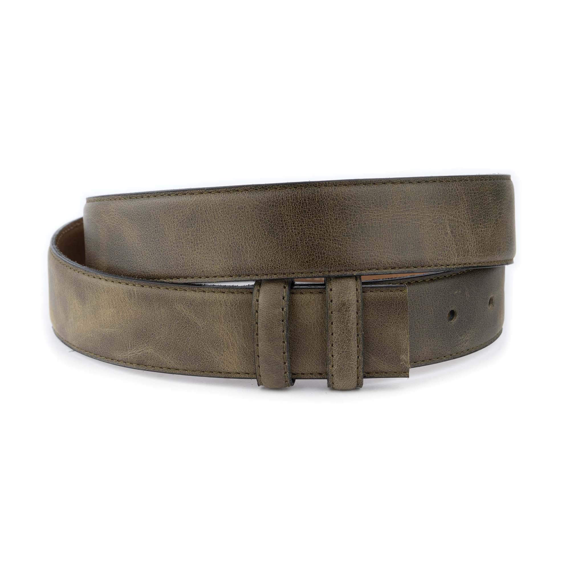 Genuine Olive Green Leather Belt Strap for Ferragamo Buckles - Premium Replacement Belt for Dress Pants & Formal Attire