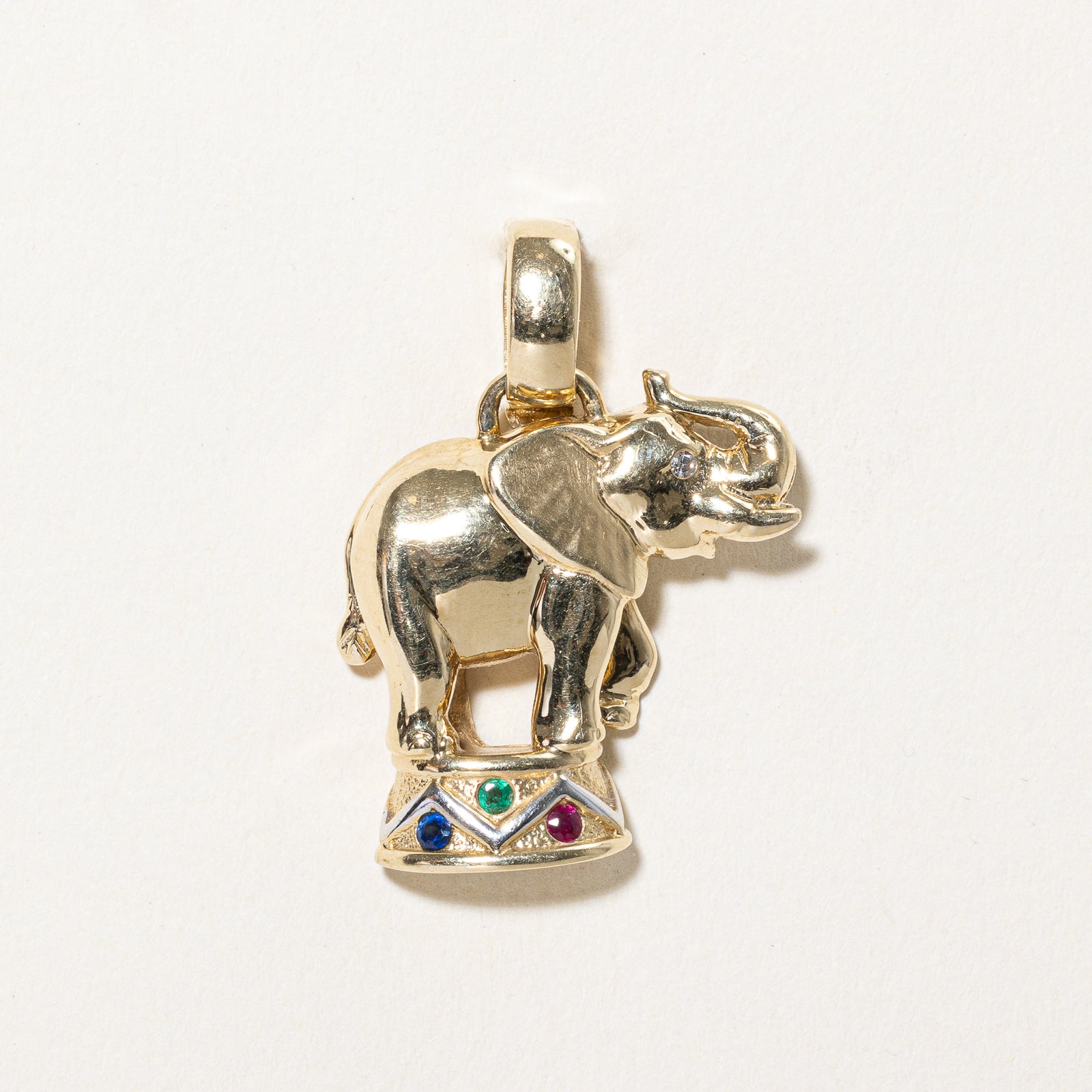 Multi Gemstone Circus Elephant Pendant - 0.08ctw Diamond & 0.01ct Gemstone Jewelry for Women | Elegant Necklace Gift for Birthday, Anniversary & Special Occasions