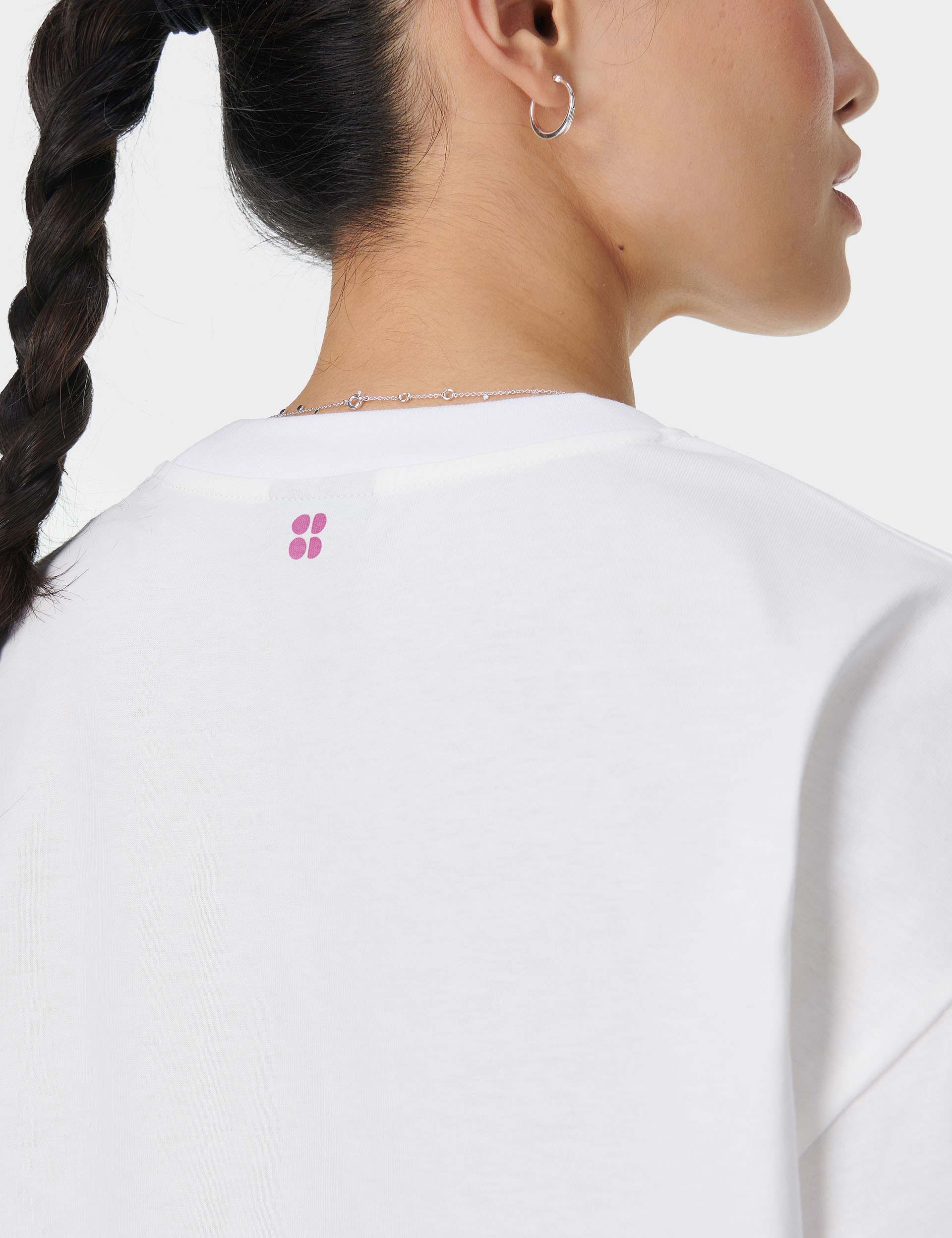Sweaty Betty Logo Long Sleeve T-Shirt for Women - Soft Cotton Crewneck Tee - Gym, Yoga & Casual Wear - Lily White