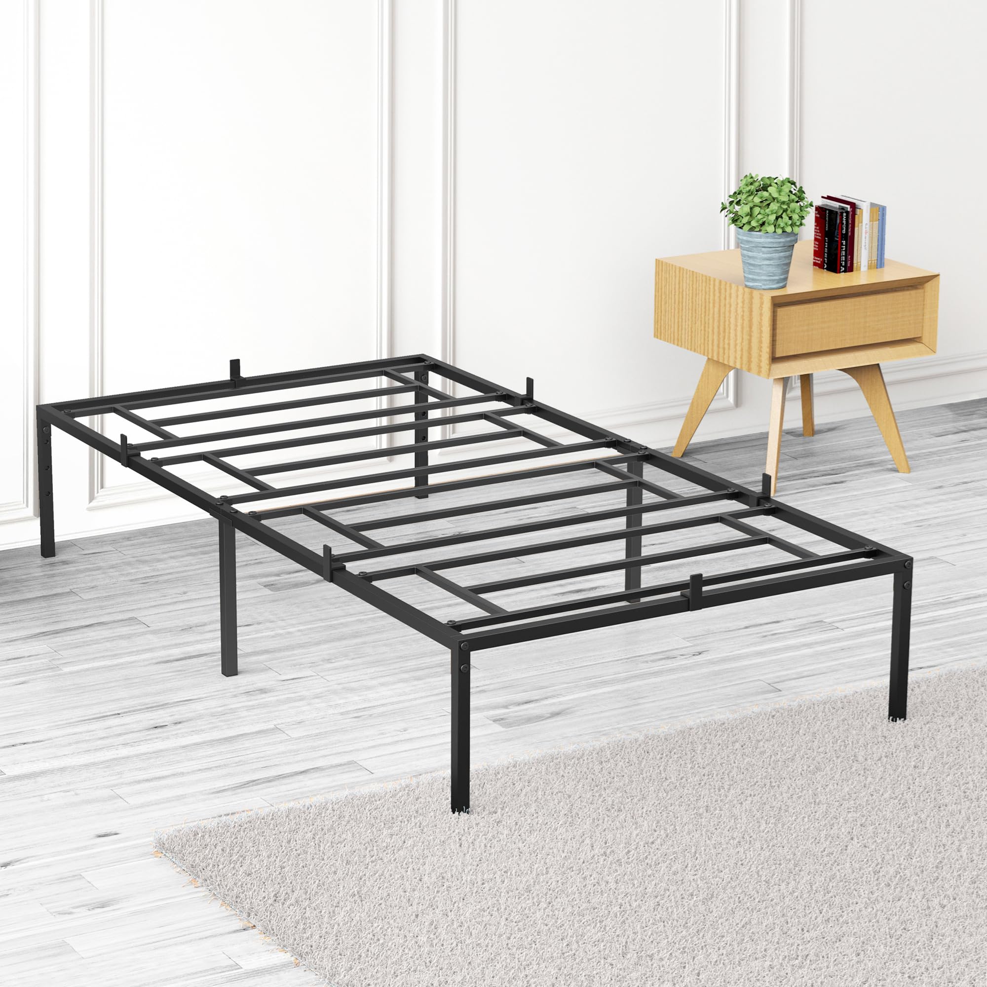 14 Inch Metal Bed Frame - Heavy Duty Platform Bed Frame with Mattress Foundation, No Box Spring Needed, Easy Assembly, Twin Size - Perfect for Small Bedrooms, Guest Rooms & Dormitories