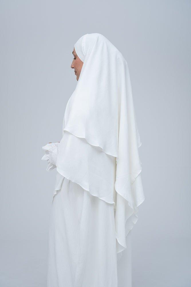 Premium White Prayer Gown for Umrah & Salah - Modest Islamic Worship Dress for Women (Hajj, Mosque, Home Prayer)