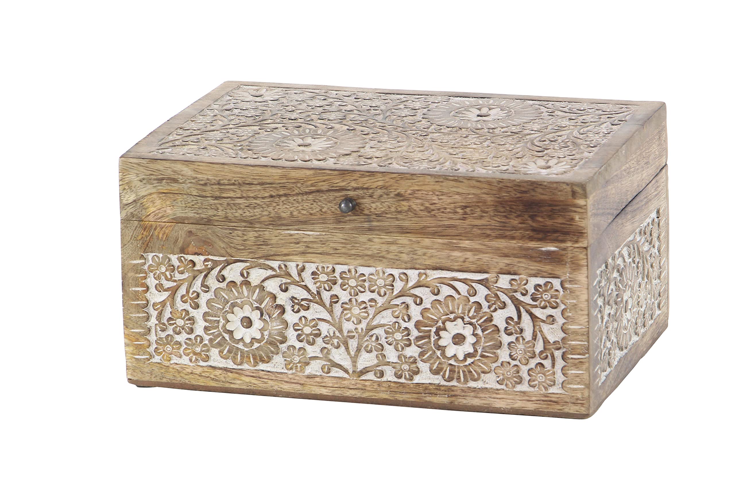 Mango Wood Floral Decorative Box Set of 3 - 8