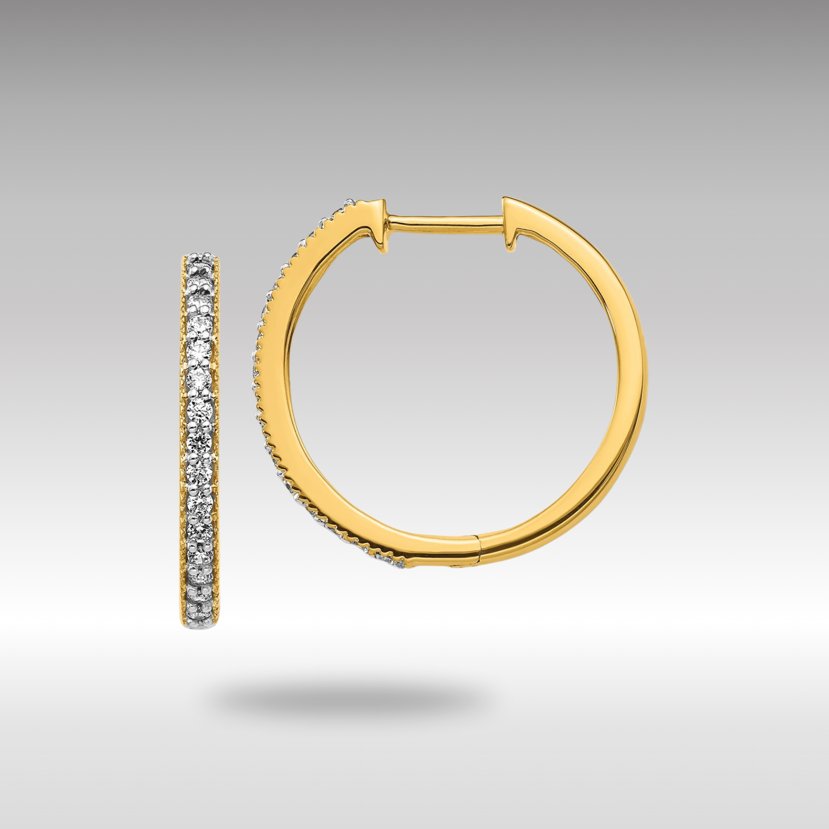 14K Gold Diamond Milgrain Hinged Hoop Earrings - EM4273 036 YA | Elegant Dangle Earrings for Women, Perfect for Weddings, Parties & Special Occasions