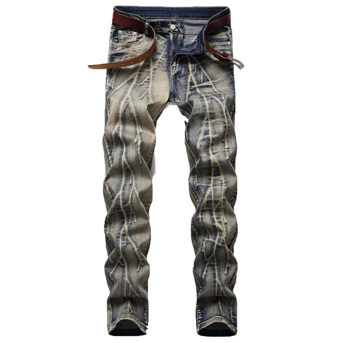 Men's Skinny Stretch Jeans - Slim Fit Moto Biker Denim Pants for Men | Comfortable Straight Leg Jeans for Casual Wear, Riding & Night Out