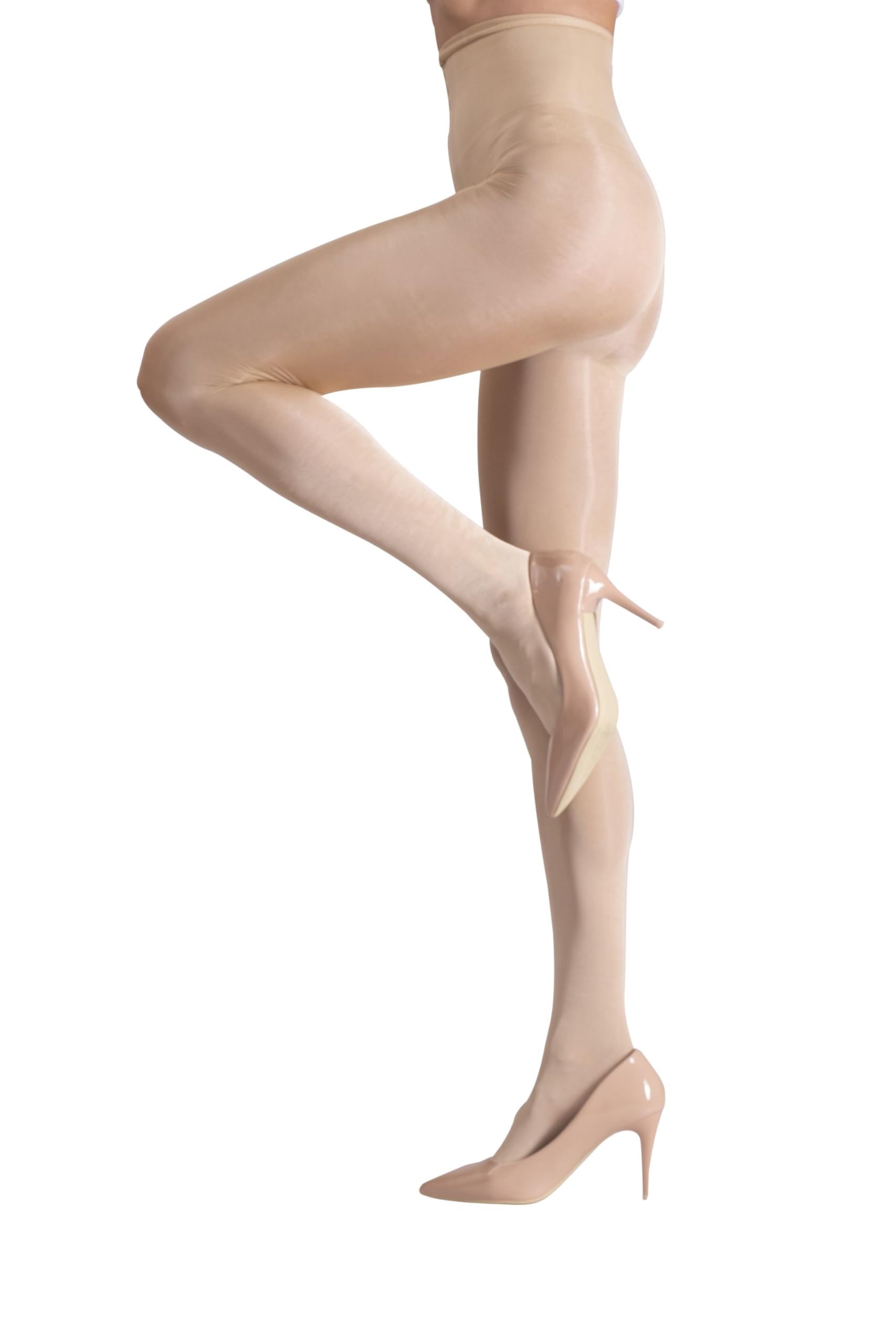 LECHERY Women's 40 Denier High Waist Semi-Sheer Pantyhose - Silky Shiny Tights for Everyday Wear, Office & Special Occasions