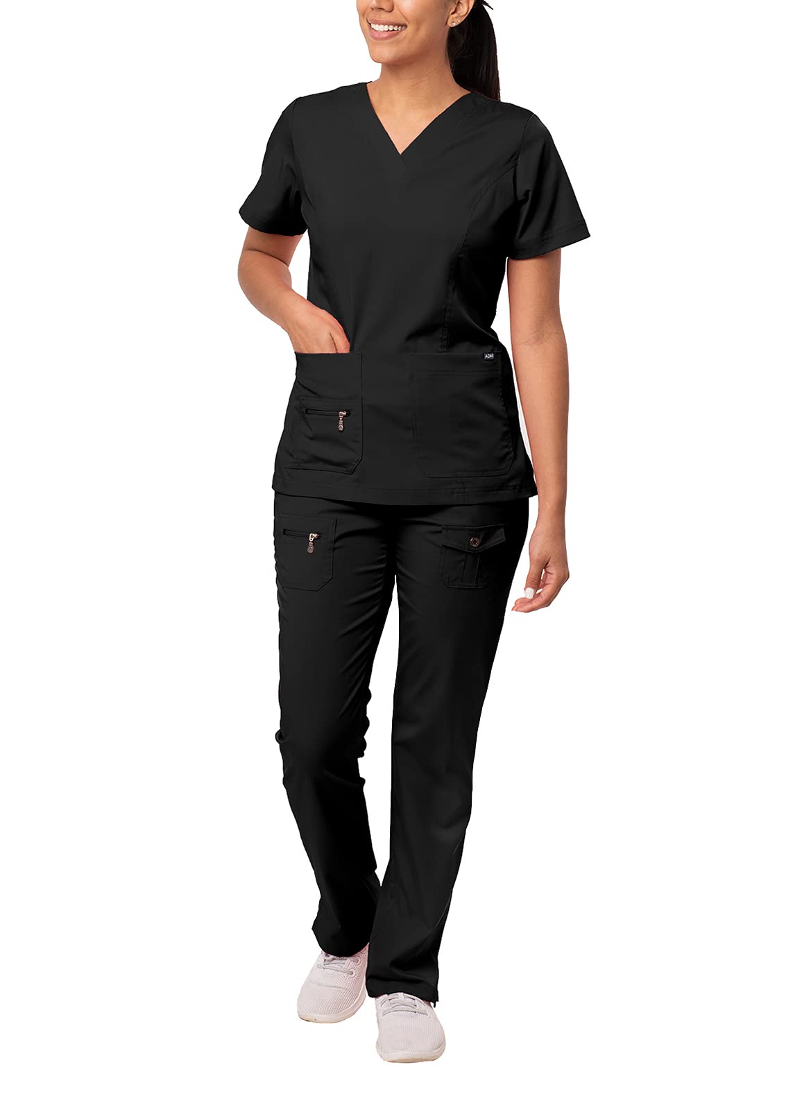 Adar Pro Breakthrough Plus Scrub Set for Women - Enhanced V-Neck Top & Multi-Pocket Pants (Petite/Tall Sizes) - Comfortable Medical Uniform for Nurses, Doctors & Healthcare Professionals