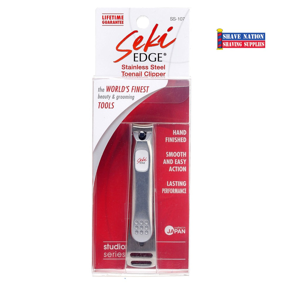 Premium Seki Stainless Steel Toenail Clippers SS-107 - Professional Pedicure Tool for Thick Nails, Elderly Care & Diabetic Foot Care - Ideal for Home, Travel & Salon Use
