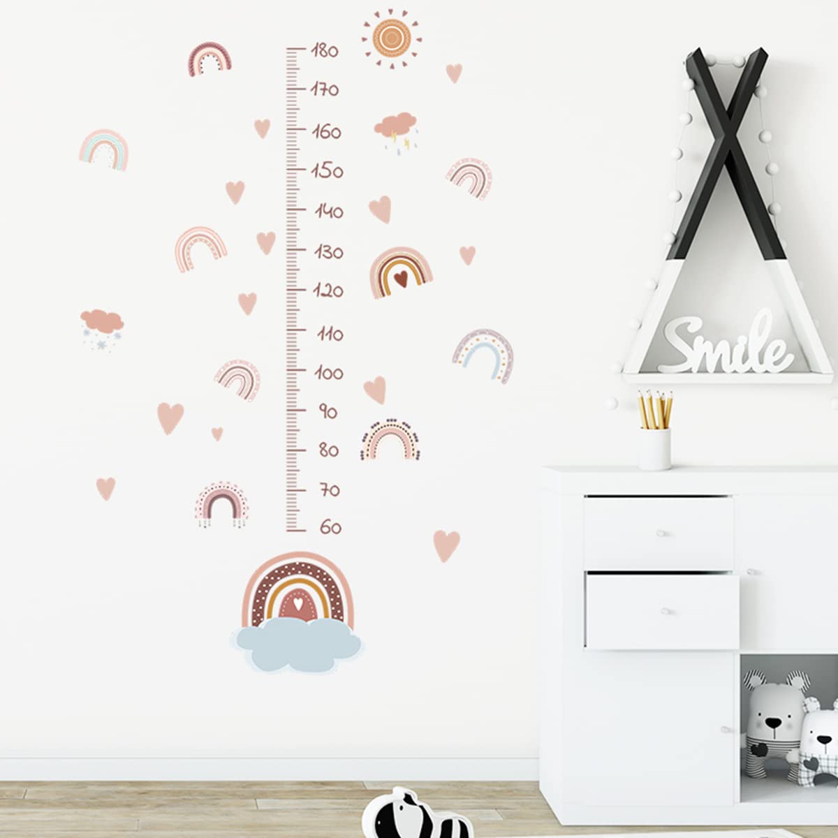Baby Growth Height Chart - Rainbow Wall Stickers for Nursery & Kids Room | Peel & Stick Wall Decals for Measuring Child's Height - Perfect for Home, Daycare & Playroom Decor
