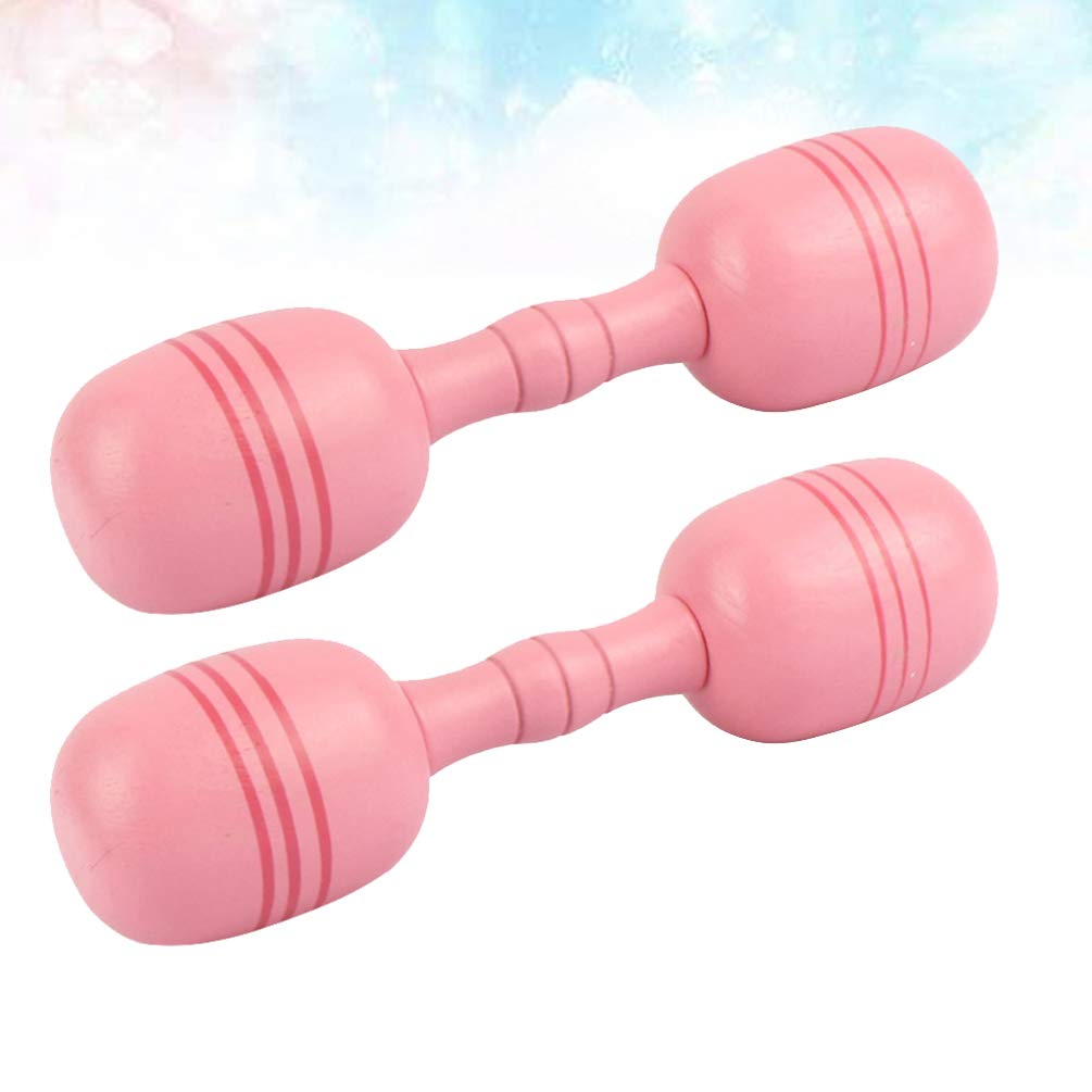 Garneck 1 Pair 300g Pink Wooden Dumbbell Set - Kids Exercise Hand Weights, Home Gym Equipment & Fitness Training Toys for Children - Perfect for Indoor Workouts, Playroom Activities & Beginner Strength Training