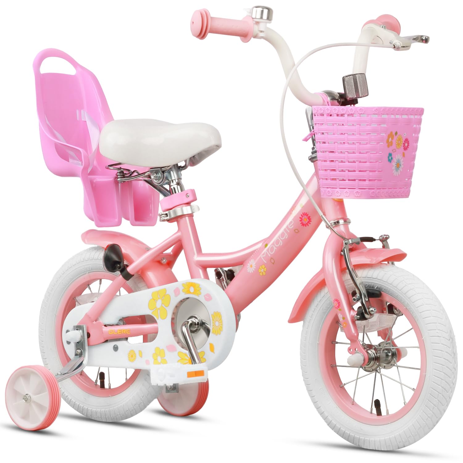 **Maggie Girls Bike - 12-20 Inch Kids Bicycle for Ages 2-13, Princess Style with Doll Seat, Basket & Training Wheels - Multiple Colors - Perfect for Outdoor Play, Birthday Gifts & Learning to Ride**