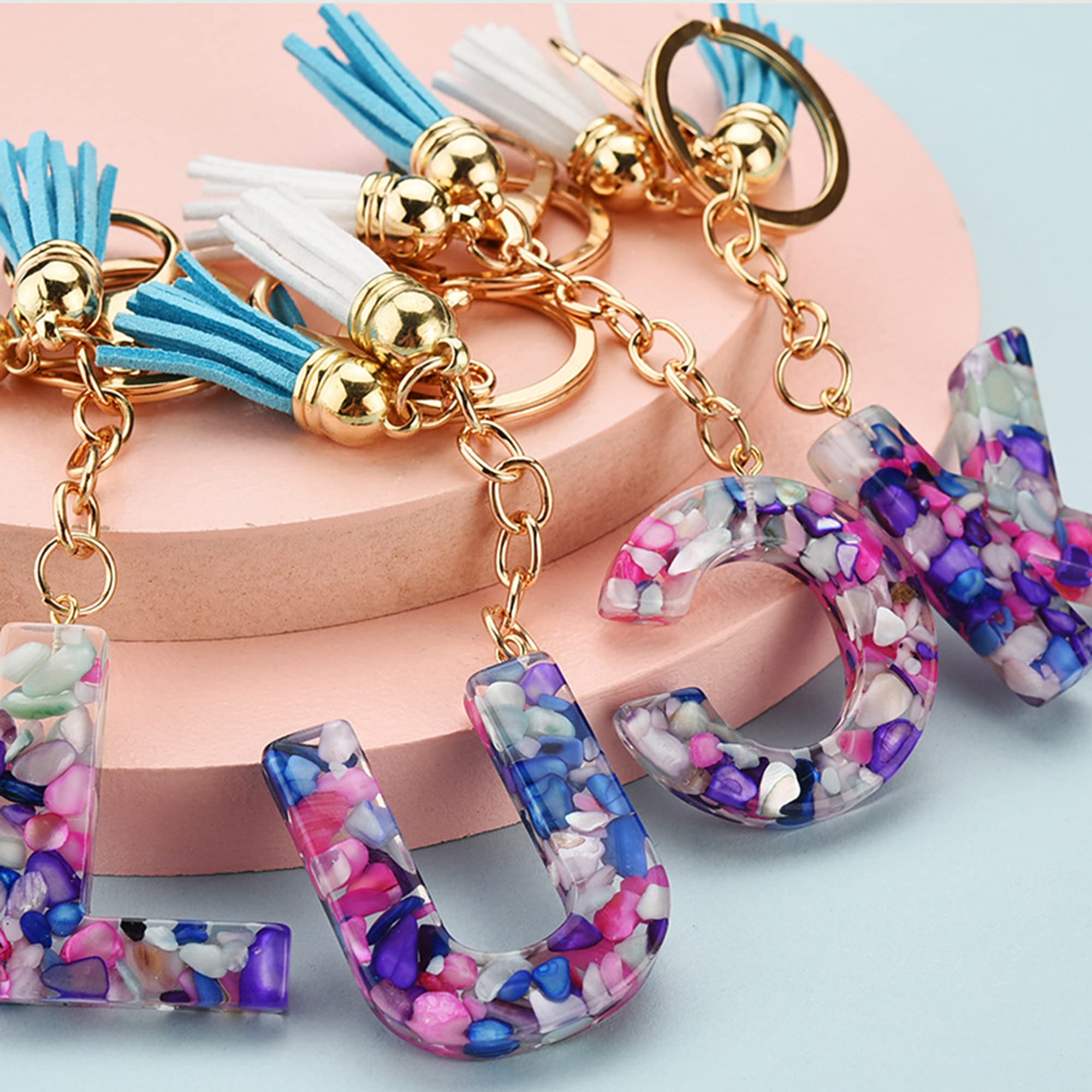 Personalized Alphabet Resin Keychain - Custom Dried Flower Initial Letter Keyring, Cute Kawaii Gift for Women & Girls | Perfect for Backpacks, Purses, House Keys & Unique Birthday Gifts