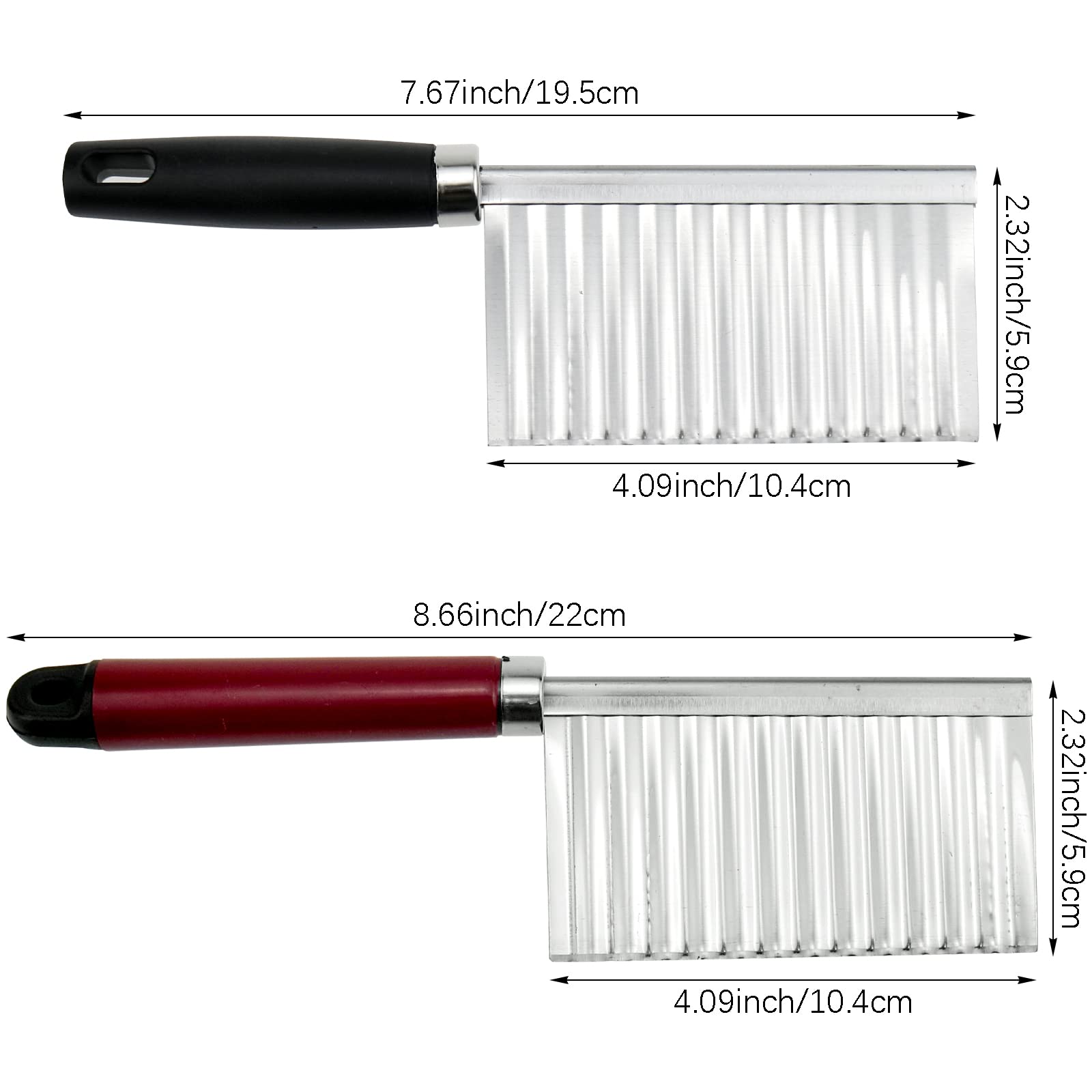 2 Pack French Fry Crinkle Cutter - Wavy Potato Slicer & Vegetable Chopper for Cucumber, Carrot - Stainless Steel Kitchen Cutting Tool for Home, Restaurant, Party Food Prep & Garnishing