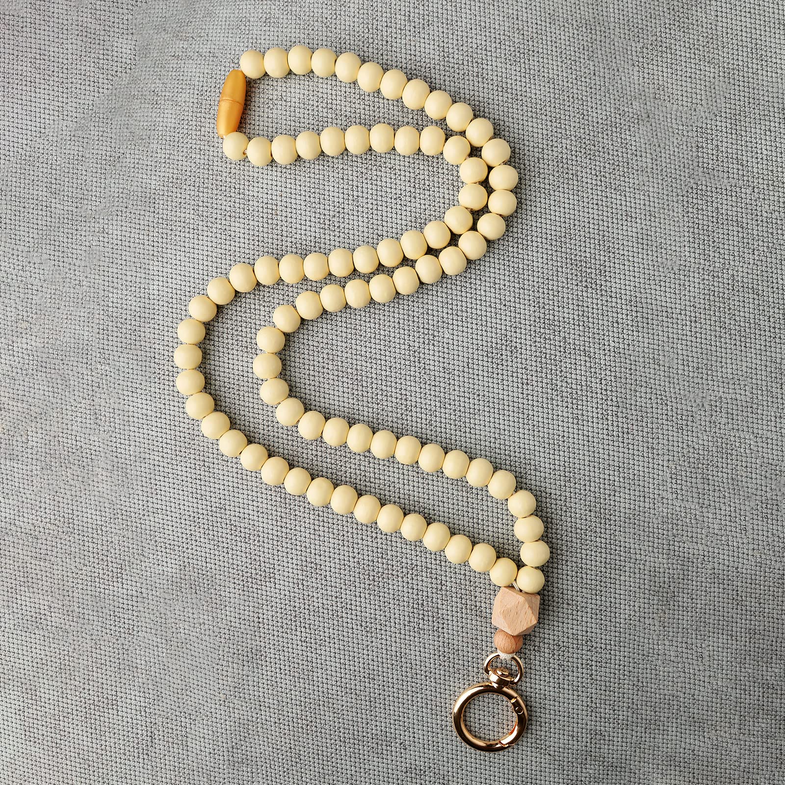 Boho Beaded Teacher Lanyard for ID Badges & Keys - Fashion Wooden Necklace for Nurses & Women - Office & School Use