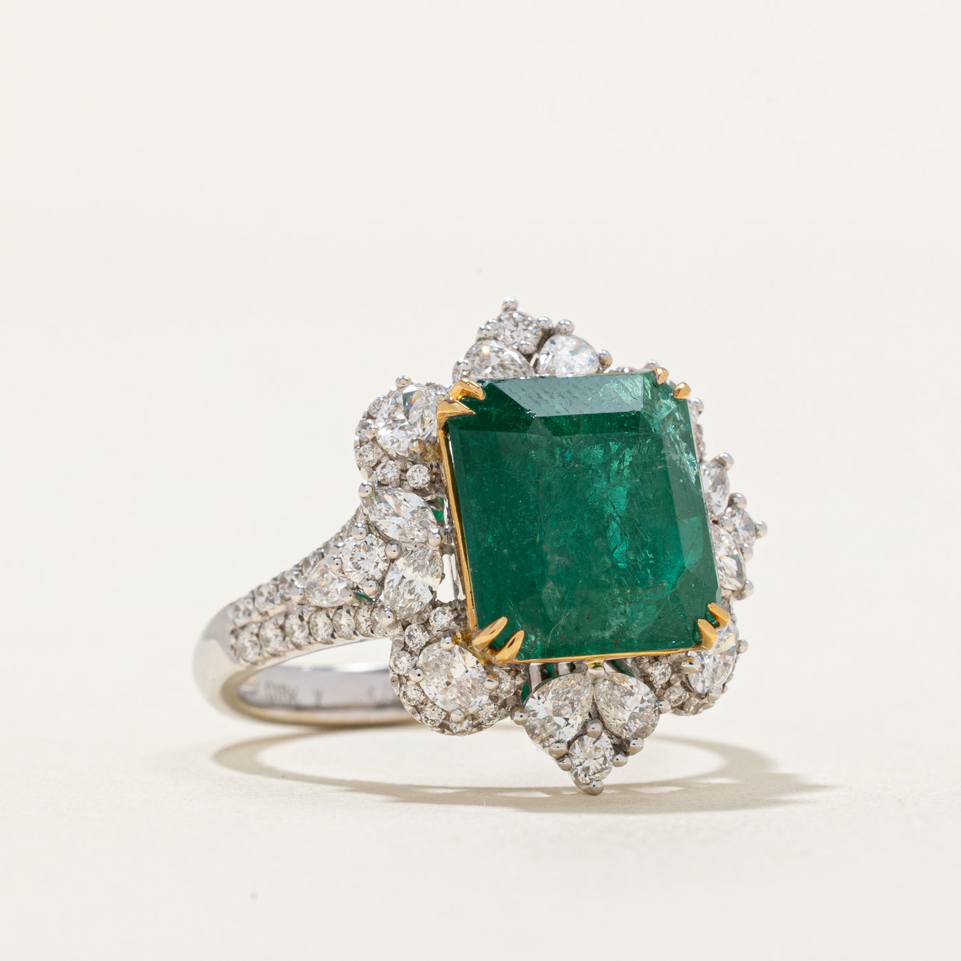Exquisite Zambian Emerald & Diamond Halo Ring - 4.73ct Natural Emerald & 1.06ctw Diamonds - Size 6.25 - Elegant Engagement, Wedding, Anniversary Gift for Her - Perfect for Special Occasions & Romantic Moments