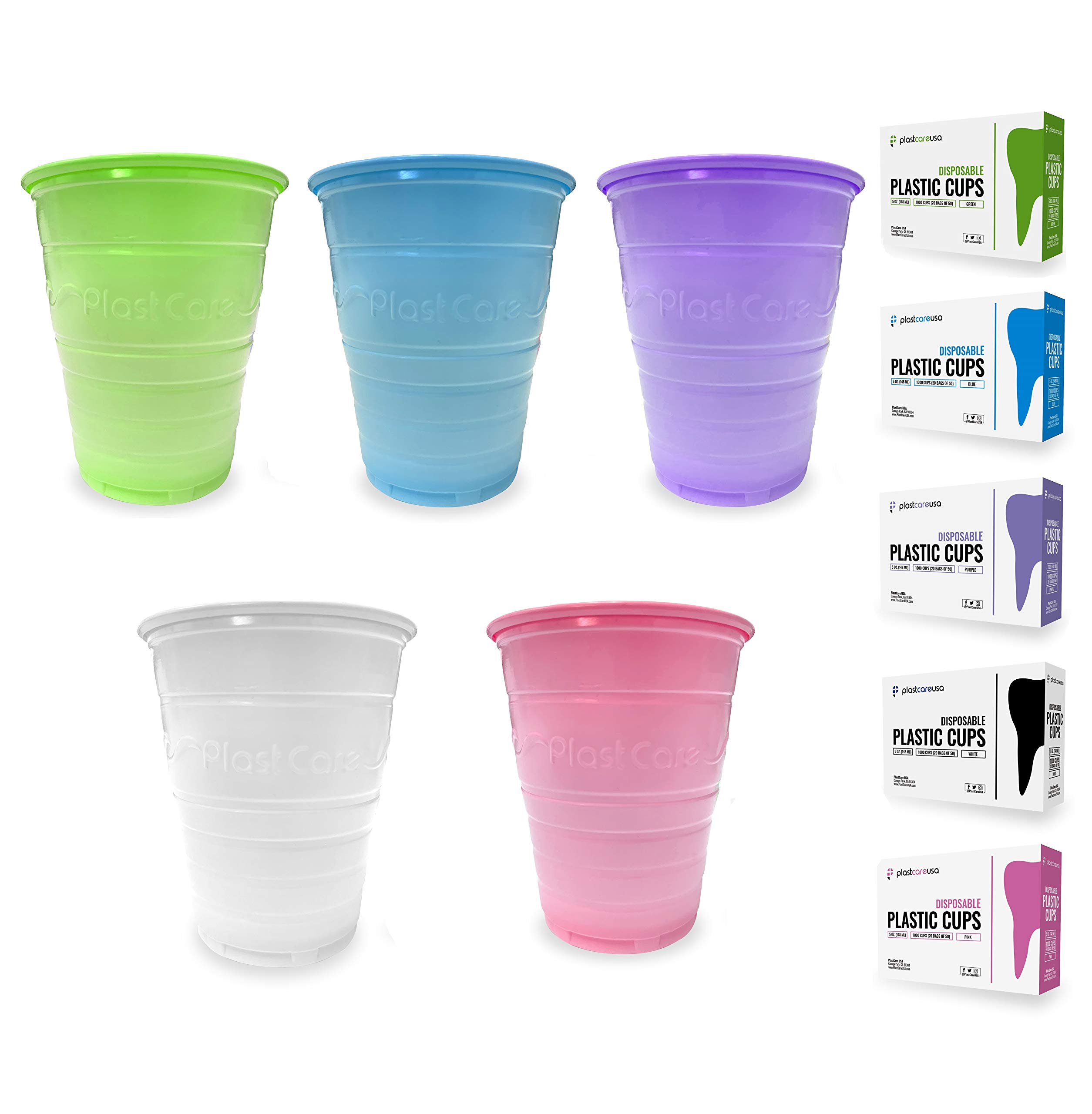 200 Pack 5 oz Disposable Plastic Cups - Purple Ribbed Design for Drinking, Mouthwash Rinse & Dental Care | Perfect for Parties, Picnics, and Home Use