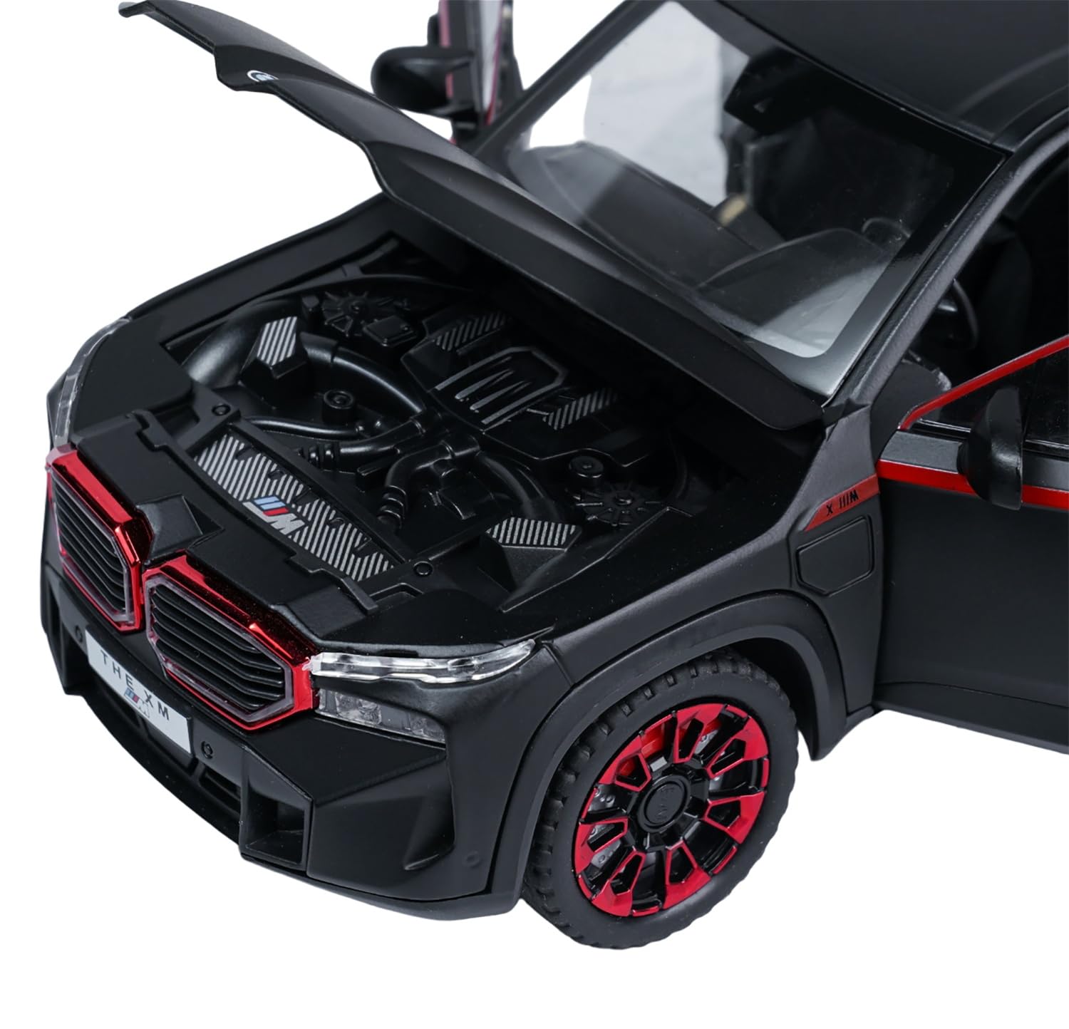 1:24 Scale Die-Cast BMW Metal Car Model with 6 Opening Doors, Pull Back Action, LED Lights & Music - Black - Collectible Toy Car for Kids & Adults | Perfect for Display, Gifts & Playtime