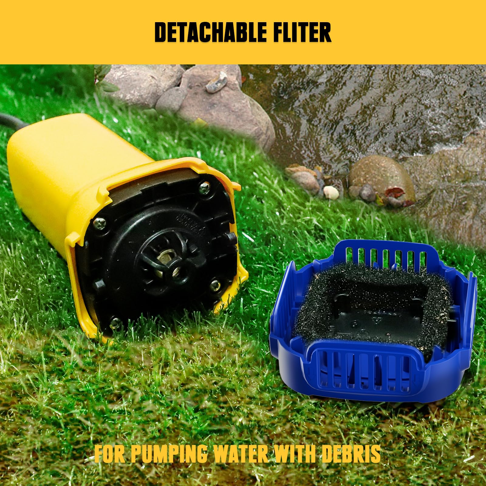**Mellif 80W Cordless Submersible Water Pump - Compatible with Dewalt 20V Battery, 475GPH Portable Utility Pump for Rain Barrel, Pool, Garden Pond, Basement - Ideal for Water Transfer, Drainage & Emergency Flooding (Tool Only)**