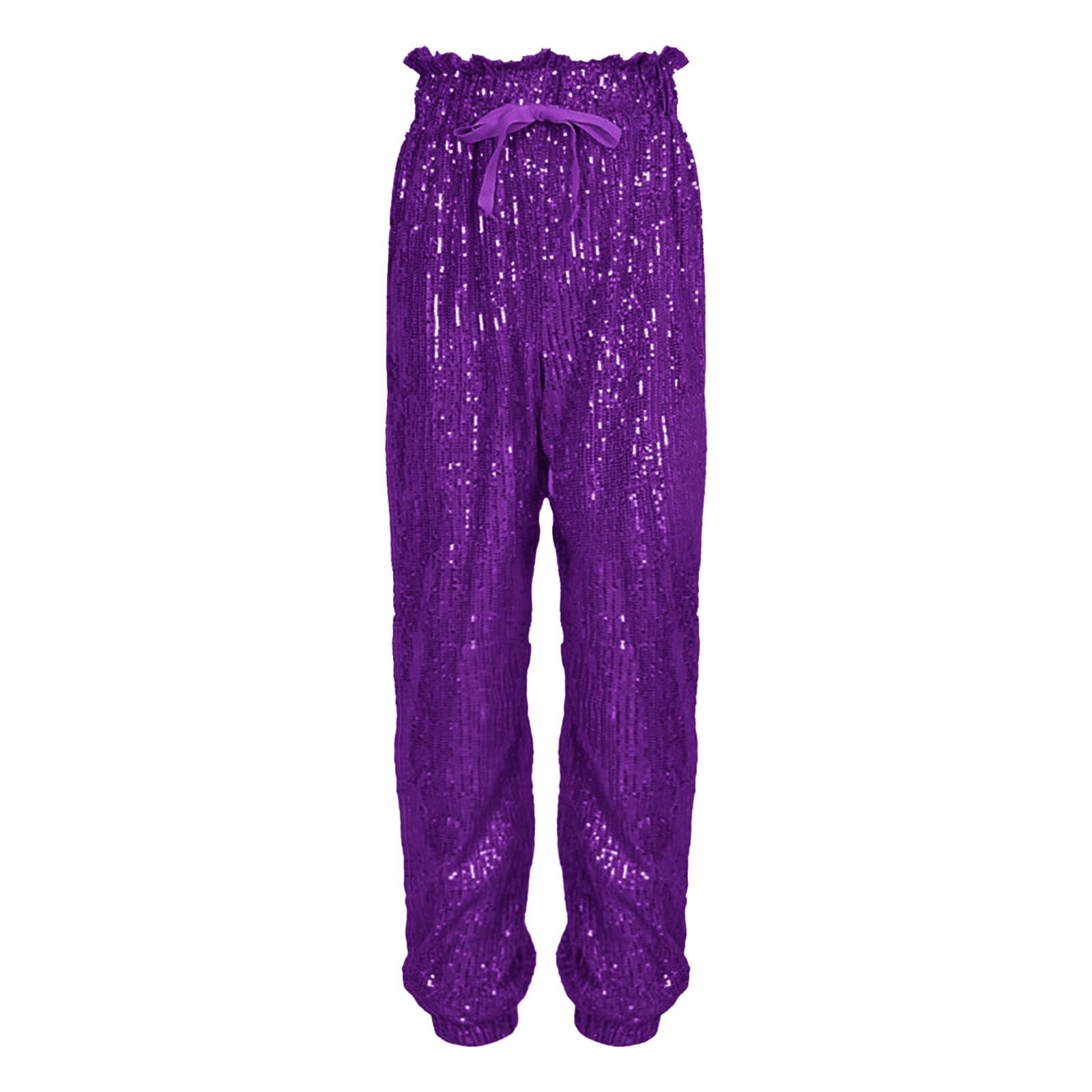 Sparkle Pants for Women - Sequin Glitter Pencil Pants with Drawstring Waist | Shiny Party Pants for Evening Events, Night Out & Special Occasions