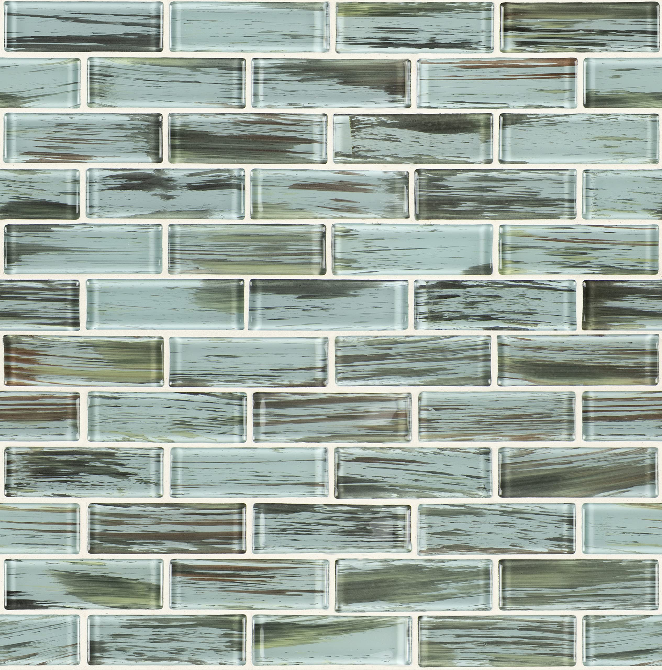 MSI Verde 12x11.75 Inch Glass Subway Tile - 2x6 Inch Mesh-Mounted Mosaic for Kitchen Backsplash, Bathroom & Shower Walls - Waterproof & Easy to Clean - Perfect for Modern Home Renovation & DIY Projects