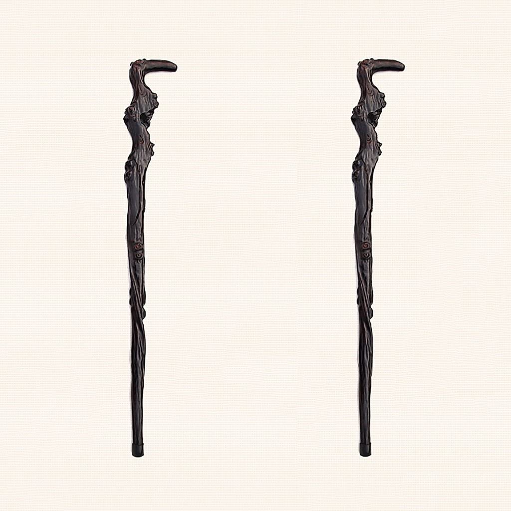 Premium Wooden Walking Stick for Seniors - Adjustable T-Handle Cane with Hollow Engraving (85cm/33.46in) - Easy to Shorten (Set of 2) - Ideal for Hiking, Elderly Support & Outdoor Activities