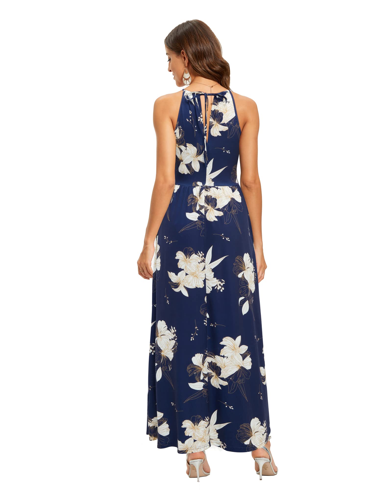 KILIG Women's Summer Maxi Dress 2025 - Casual Sleeveless Floral Sundress with Side Slit, Flowy Long Beach Dress for Vacation, Pool Party & Outdoor Date Night