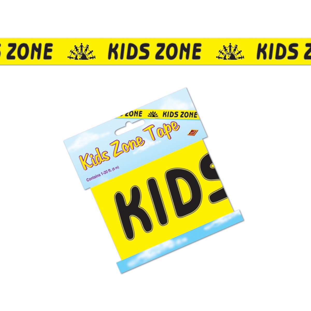 Club Pack of 12 Yellow and Black Kids Zone Party Tape Streamers - 20ft Bulk Party Decorations for Birthday Celebrations, School Events & Festive Occasions