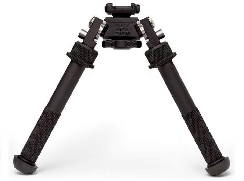 Accu-Shot Atlas BT10 V8 Bipod with Two-Screw Clamp | Includes USA Flag Patch & Jestik Microfiber Cleaning Cloth | Perfect for Precision Shooting, Hunting & Tactical Use