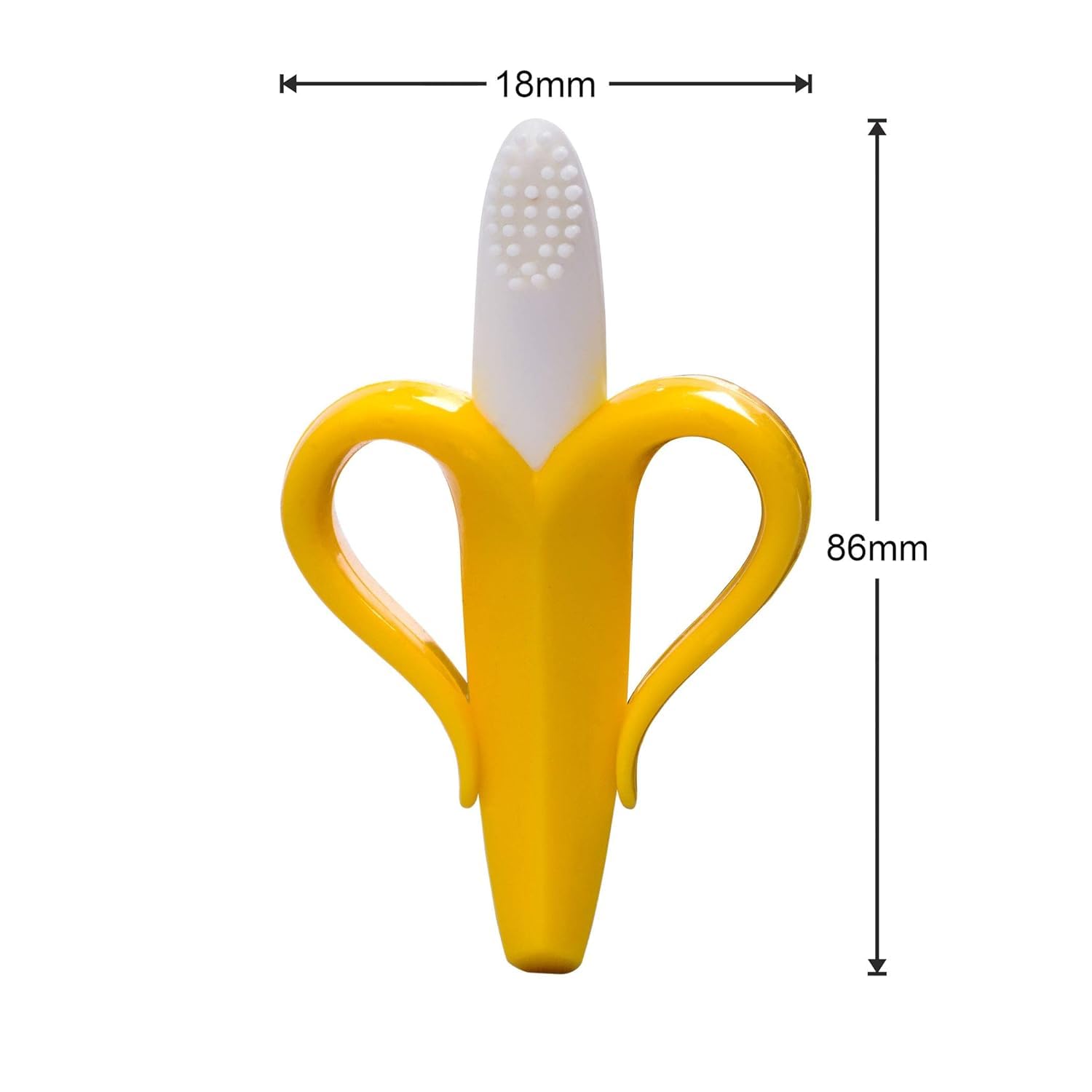 Kritiu Banana Shape Baby Brush & Fruit Teether Set - Soft Silicone Teething Toy for Infants | BPA-Free, Non-Toxic & Easy to Clean | Perfect for Soothing Sore Gums & Oral Hygiene (Yellow & Red) - Ideal for Home, Travel & Daycare Use