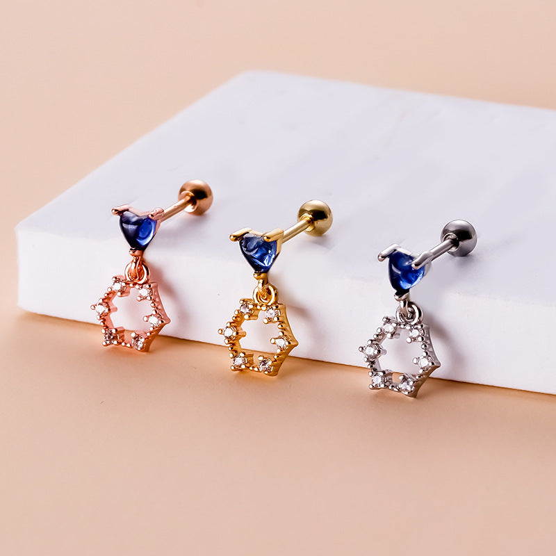 20G Cartilage Dangle Heart Earrings - Flat Back Conch Earrings for Women | Perfect for Daily Wear, Parties & Gifts | HSPJ734
