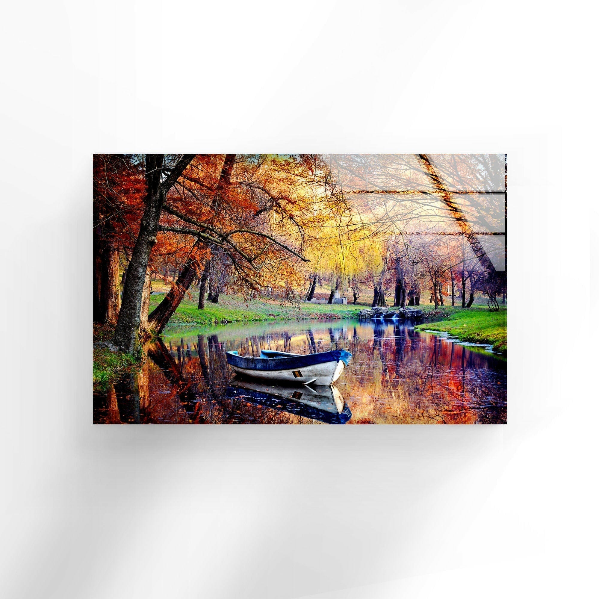 Stunning Autumn Landscape Glass Wall Art - Handmade Home Decor for Living Room, Bedroom & Office - Perfect Seasonal Gift for Fall