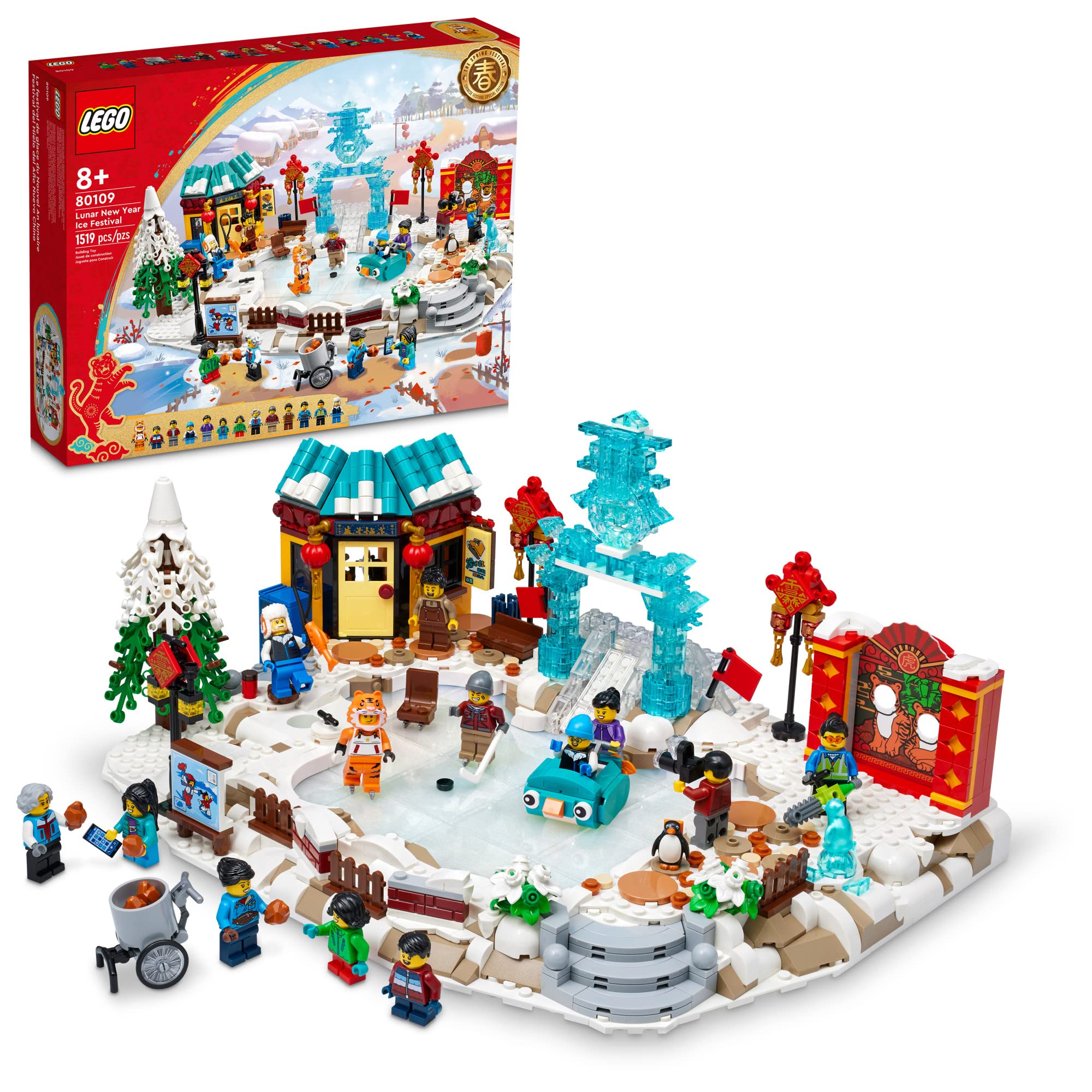 LEGO Lunar New Year Ice Festival 80109 Building Kit (1,519 Pieces) - Winter Scene with Chun Ice Sculpture & 13 Minifigures - Creative Gift for Kids Ages 8+ | Perfect for Holiday Decor, Birthday Presents & STEM Learning Activities