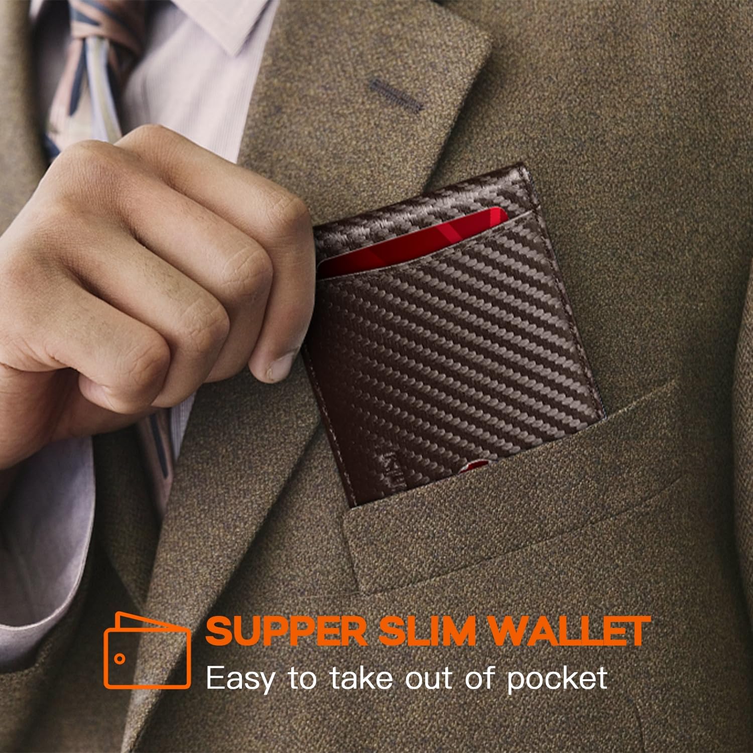 RUNBOX Genuine Leather Slim RFID Blocking Wallet for Men - Bifold Minimalist Front Pocket Wallet with Money Clip & Gift Box - Perfect for Everyday Carry, Travel & Business (Thin & Lightweight)