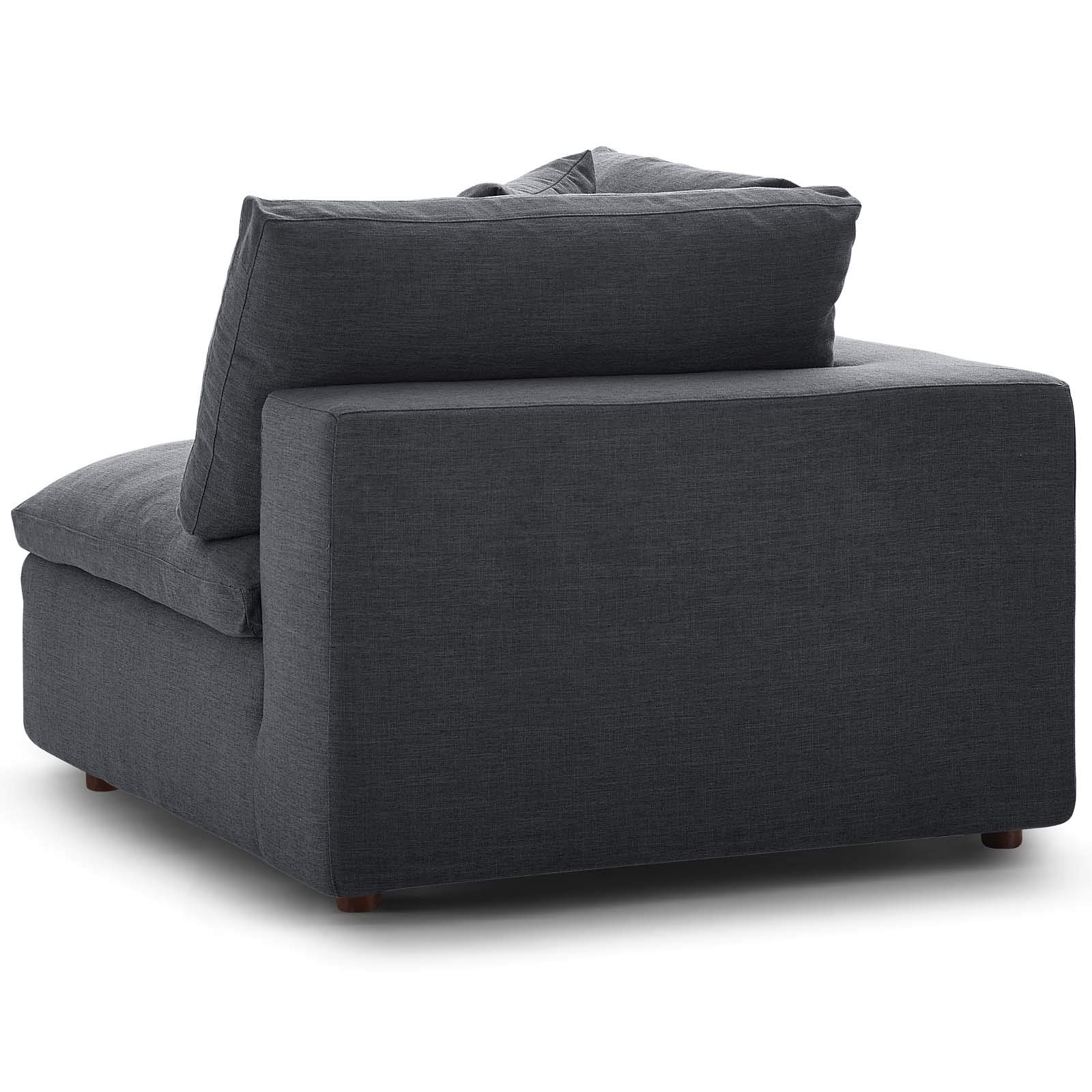 Modway Commix Down-Filled Overstuffed Upholstered Sectional Sofa Corner Chair in Gray - Modern Living Room Furniture for Small Spaces, Apartment & Home Theater Seating