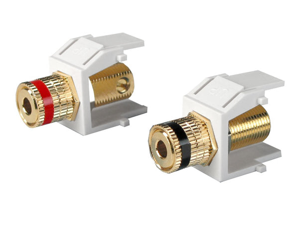 High Density Speaker Binding Post Pair - Red & Black Stripe Keystone Jack for Home Theater & Audio Systems | 2 Color Options