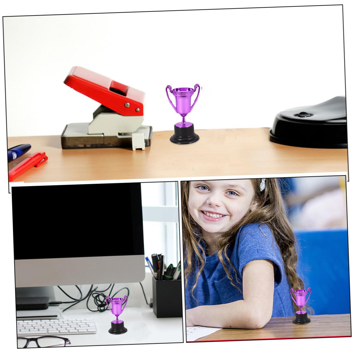WESIEVYA Small Purple Plastic Trophy Cups - Mini Award Trophies for School Decor, Sports Awards, and Party Prizes | Perfect for Classroom Rewards, Game Nights & Office Recognition